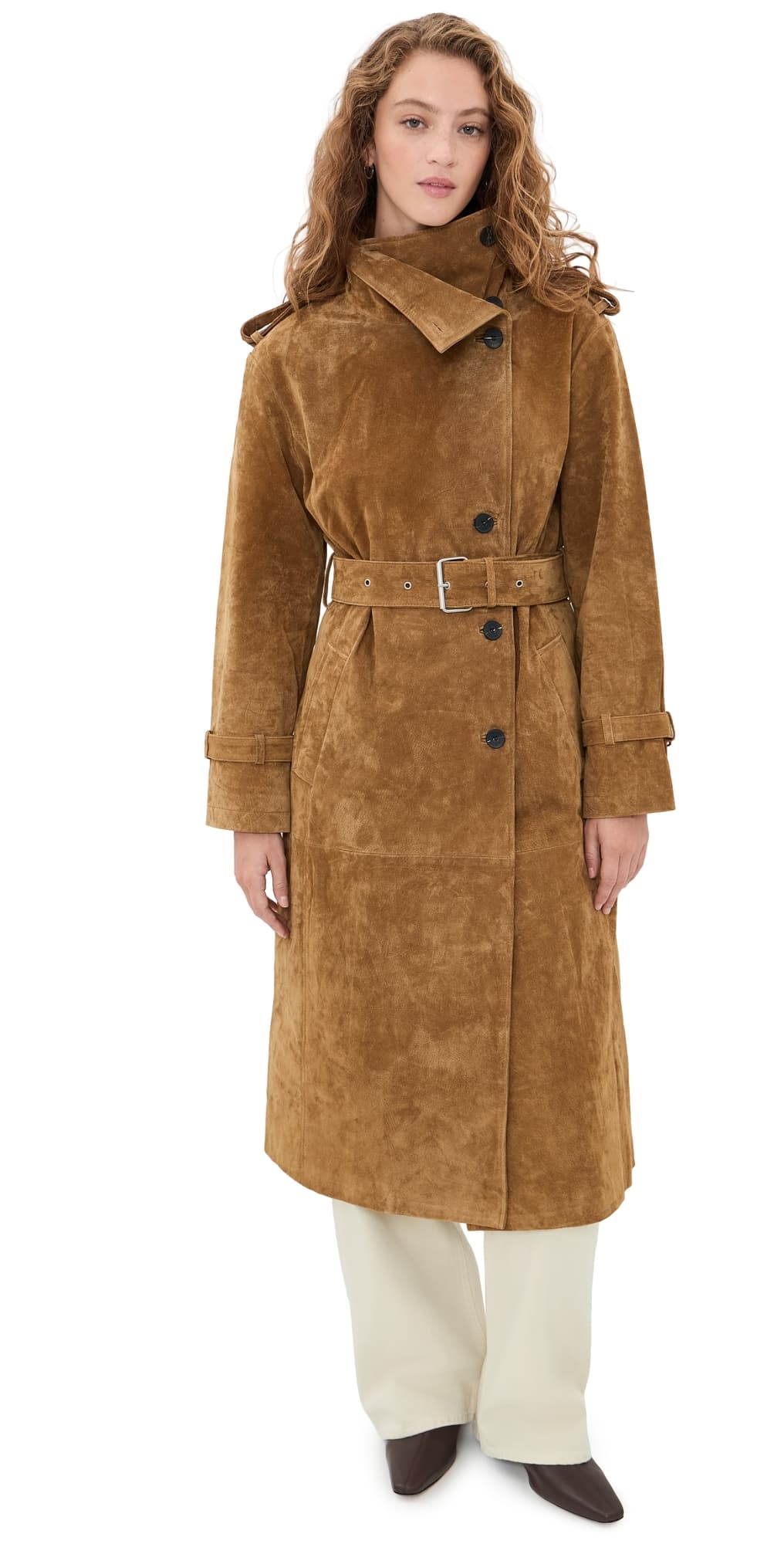 Avec Les Filles Funnel Neck Slouchy Trench Whiskey