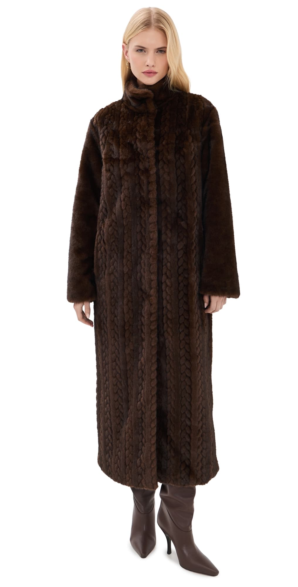 Avec Les Filles Combo Body Long Coat Cafe Noir