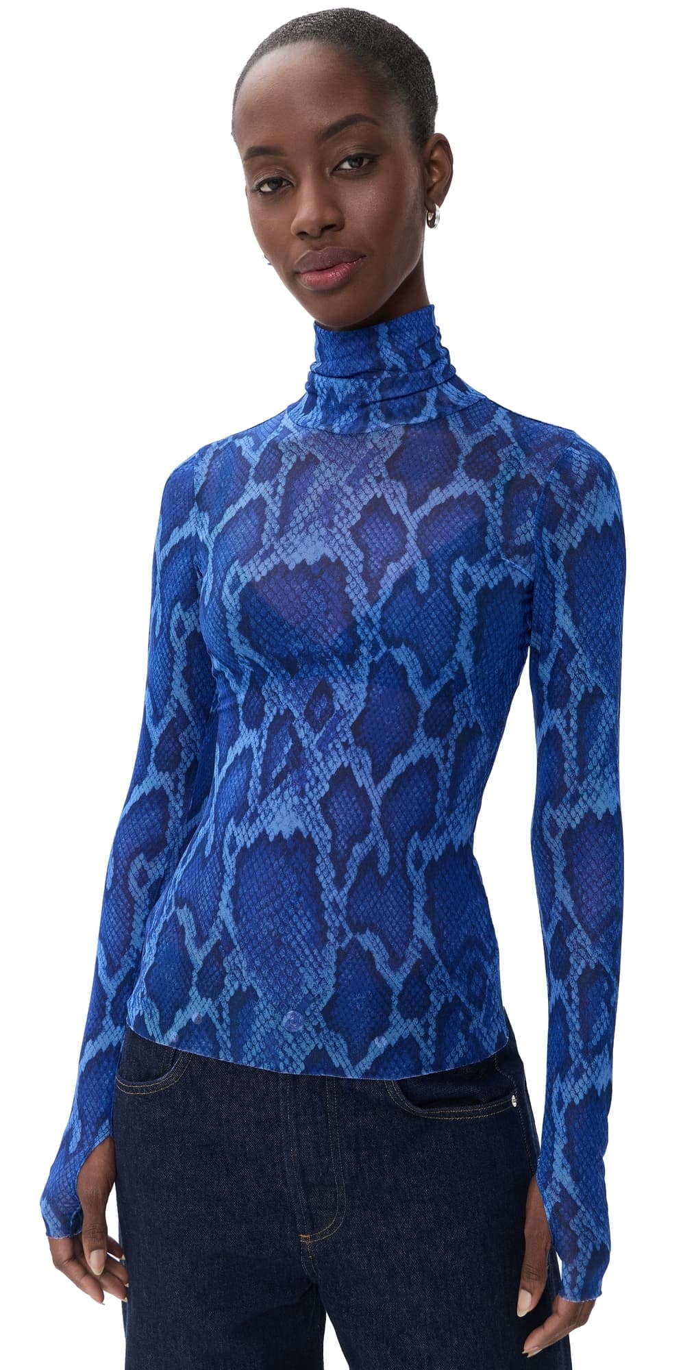 AFRM Zadie Blouse Cobalt Snake
