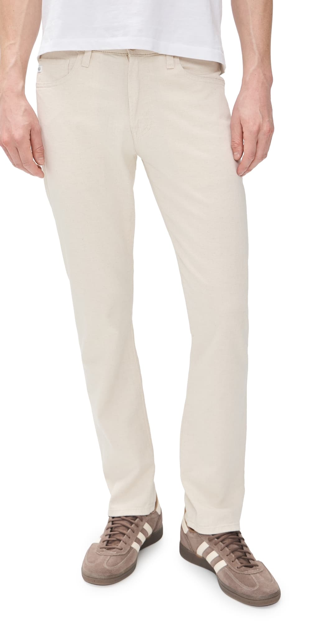 AG Everett Slim Straight Linen-Blend Pants 32 Natural