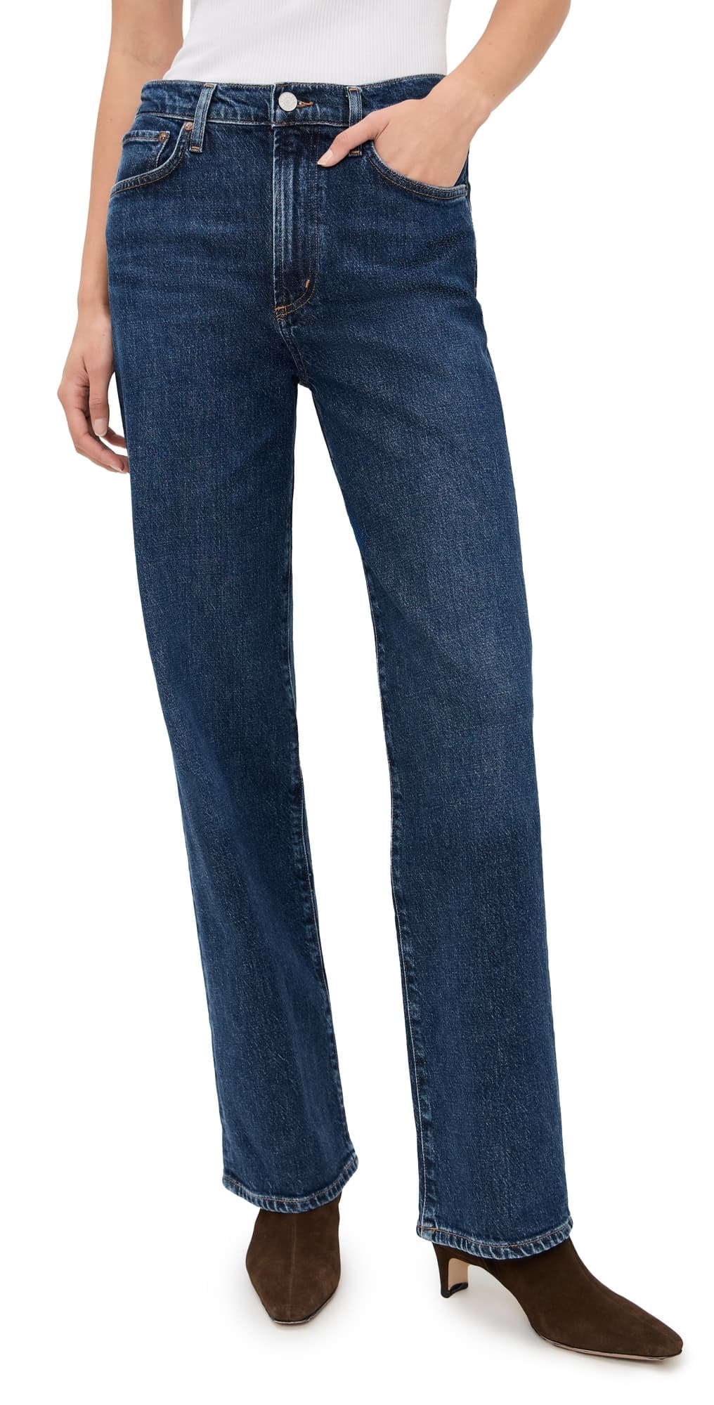 AGOLDE Harper Jeans Mid Rise Relaxed Straight Jeans Echo