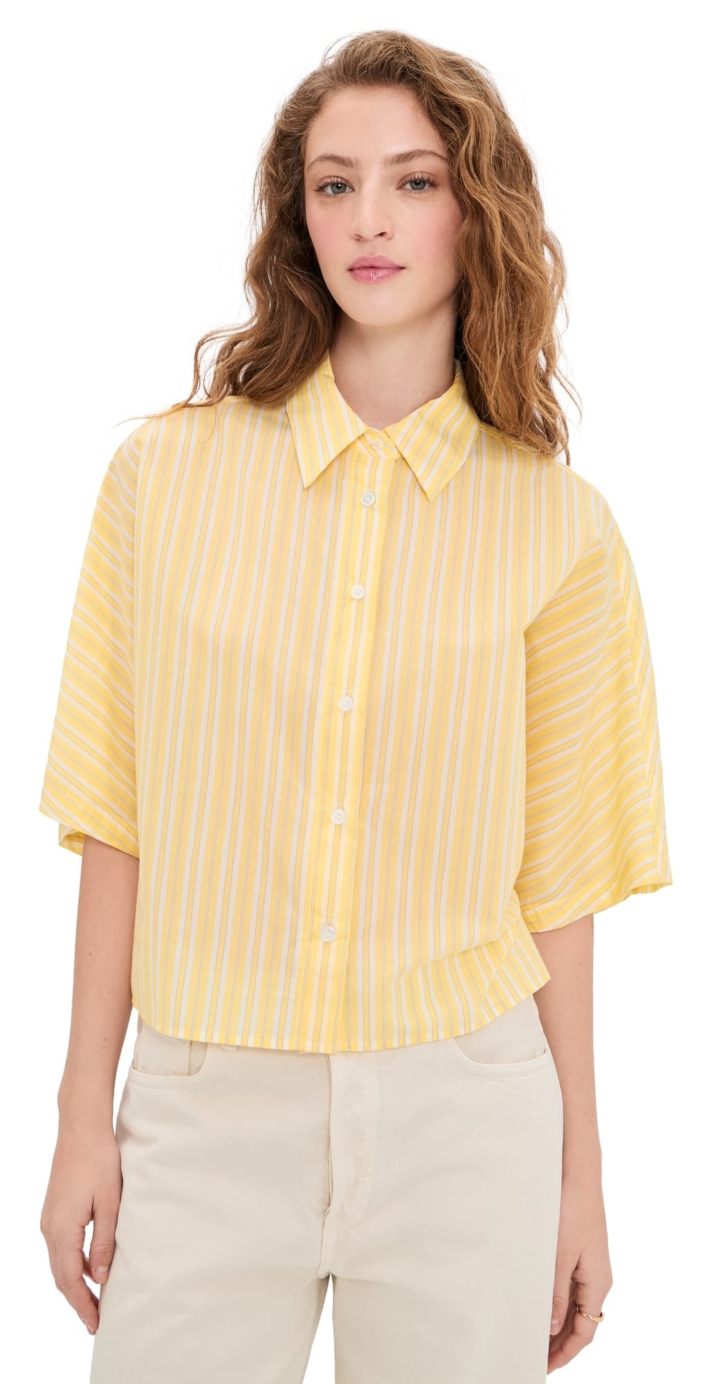 AGOLDE Merrin Shirt Wirrel Stripe/Lemon Drop/Cream