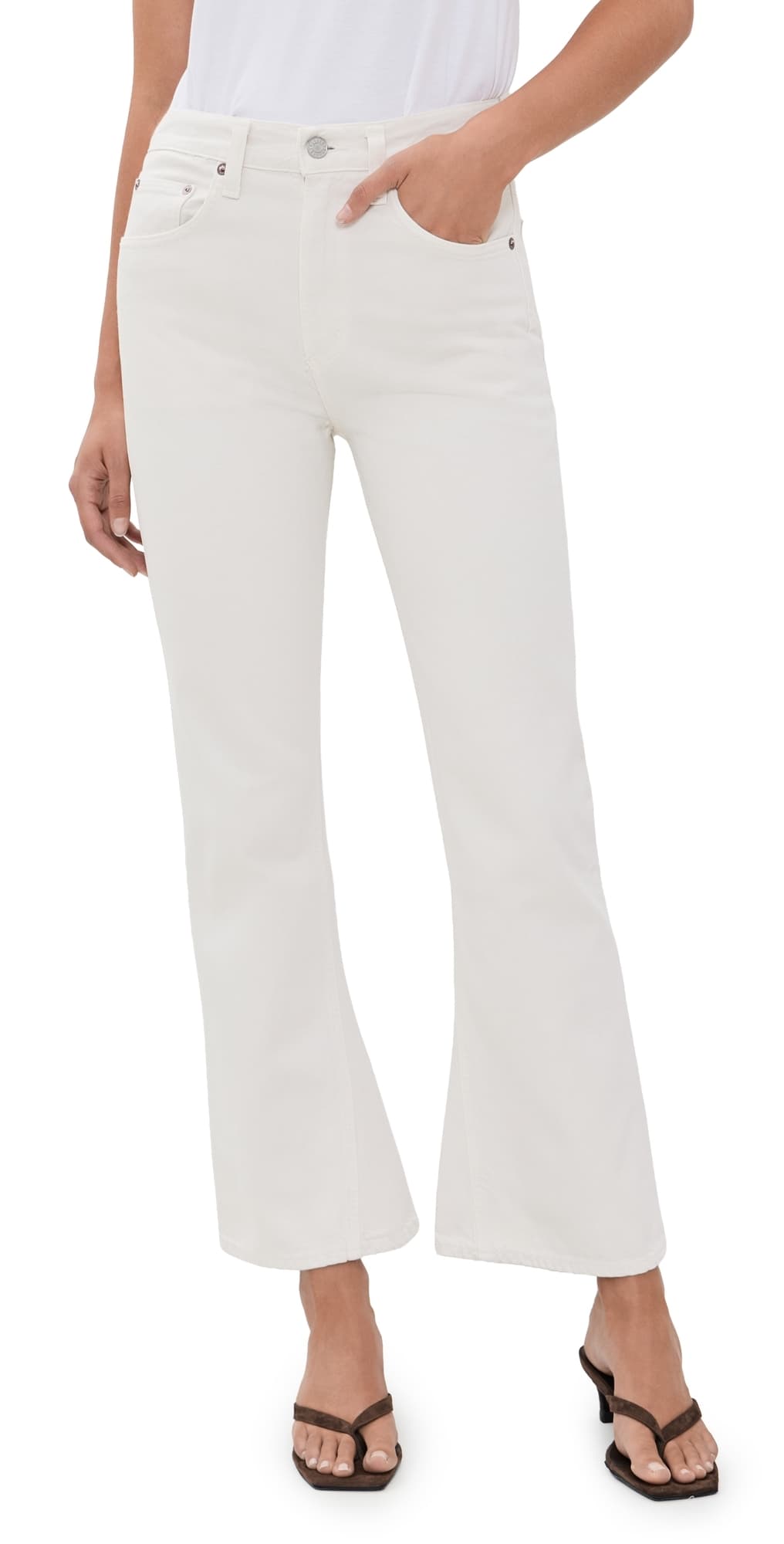 AGOLDE Kick Boot Ankle Jeans Chalk White