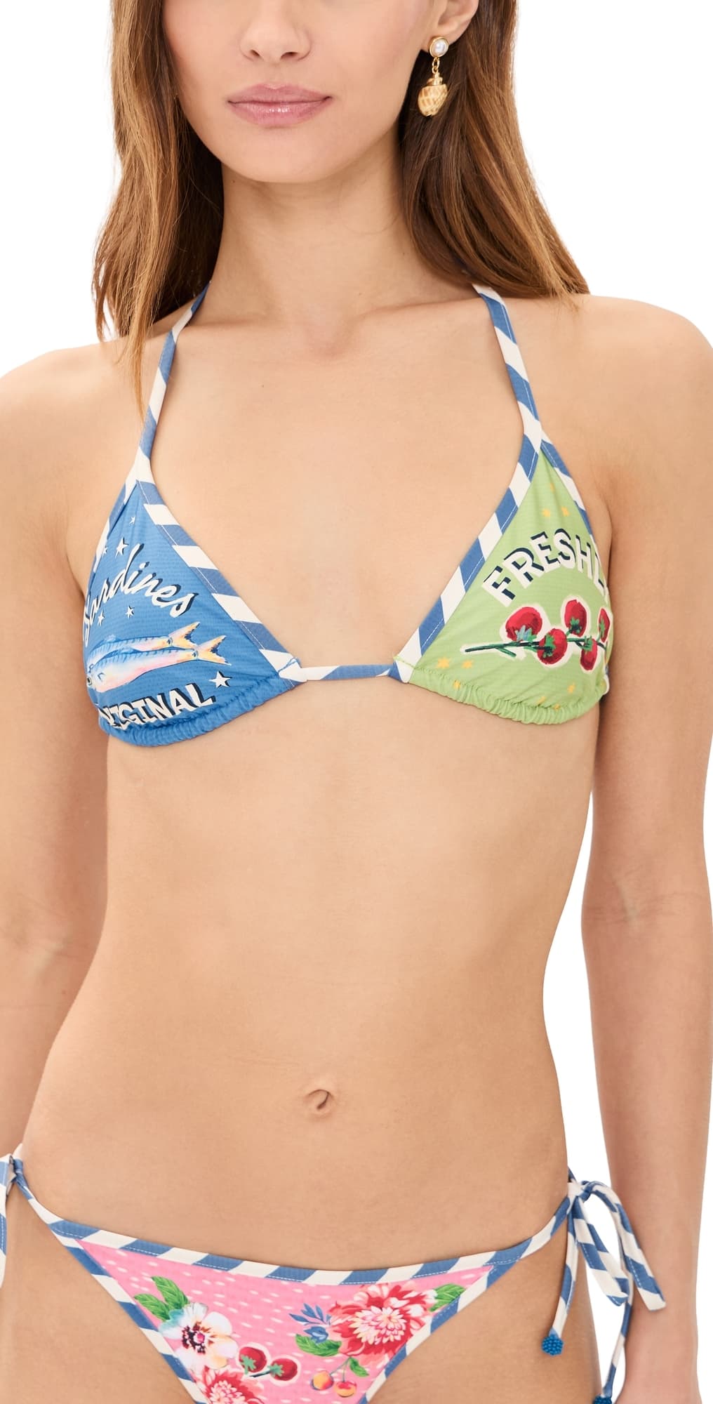 Agua Bendita Ludovica Basket Reversible Triangle Bikini Top Multicolor