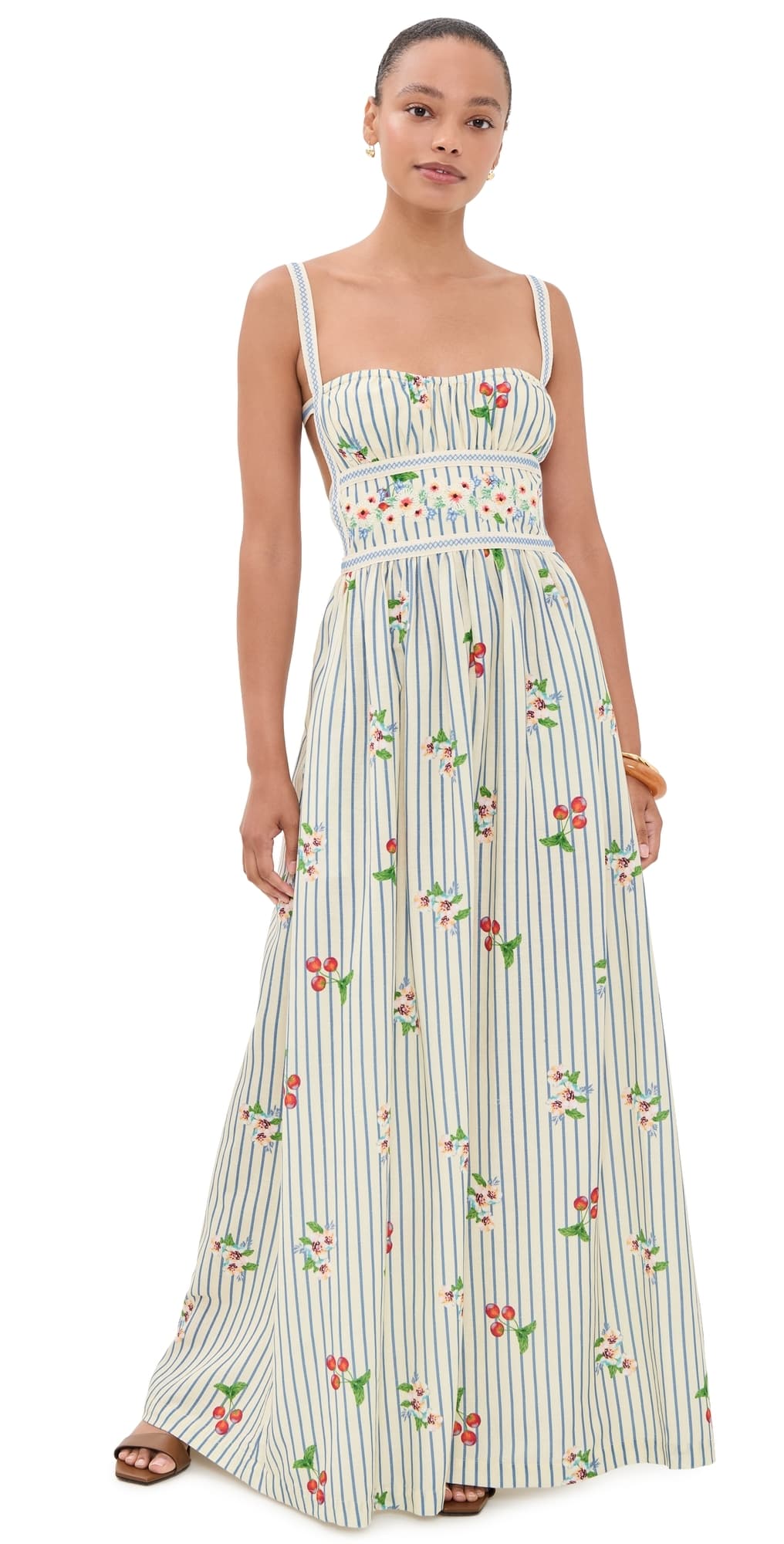 Agua Bendita Ameli Basket Embroidered Maxi Dress Multicolor