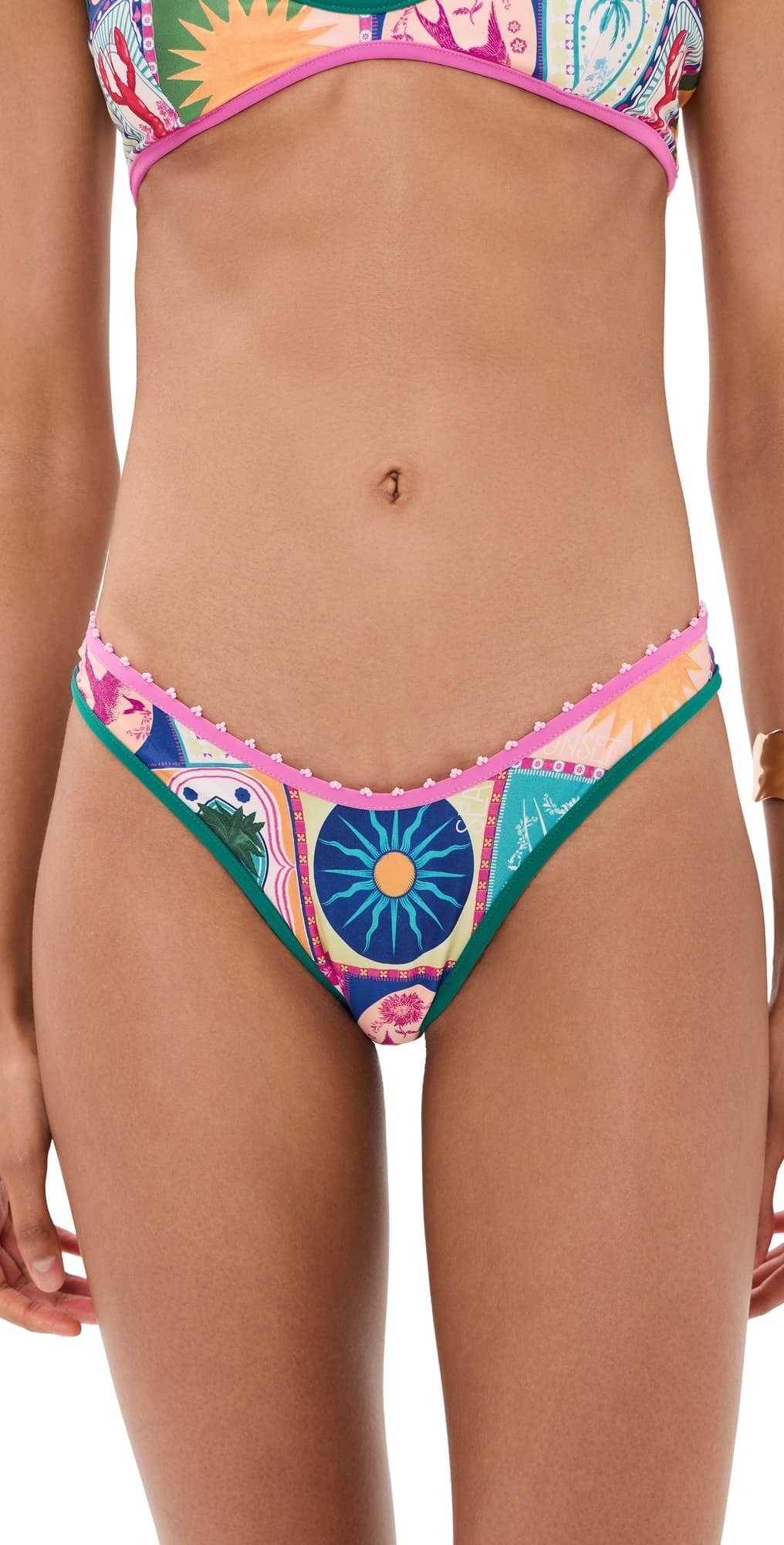 Agua Bendita Avy Hand Embroidered Reversible Bikini Bottoms Multicolor