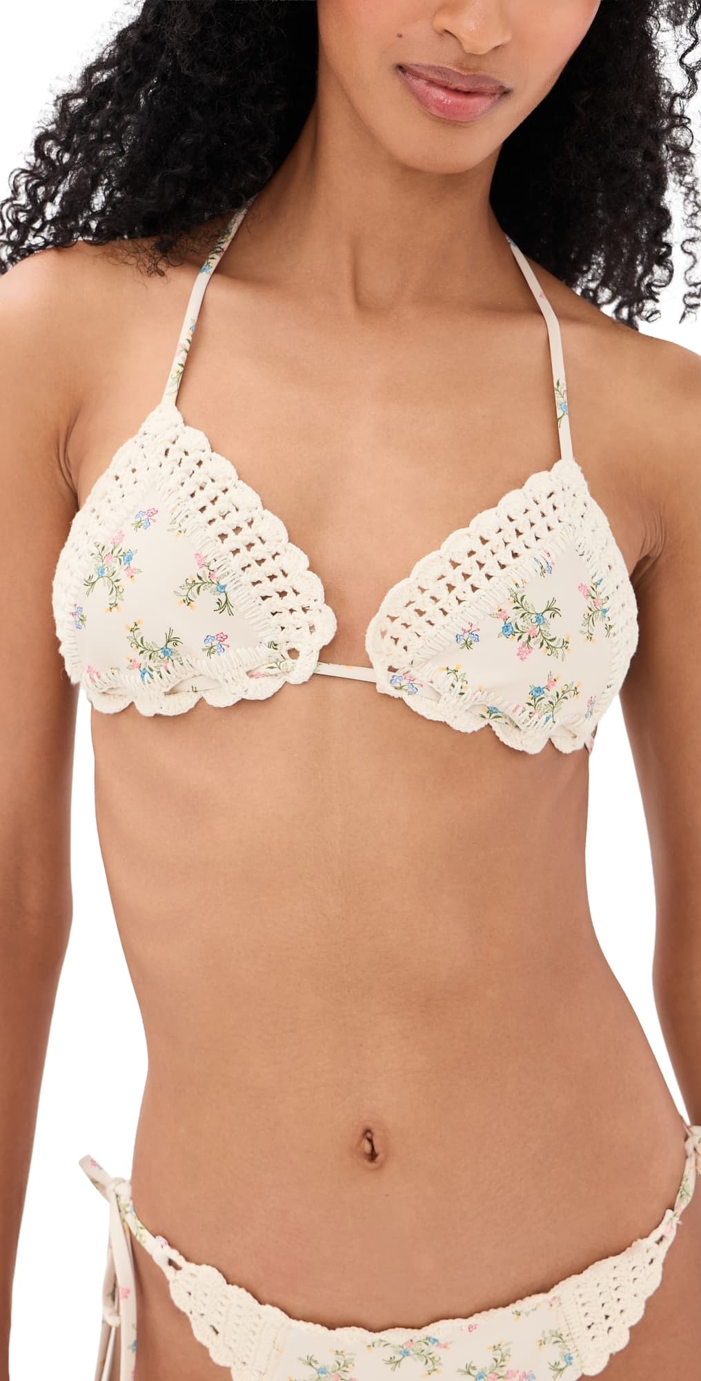 Agua Bendita Bea Handmade Crochet Triangle Bikini Top Multicolor