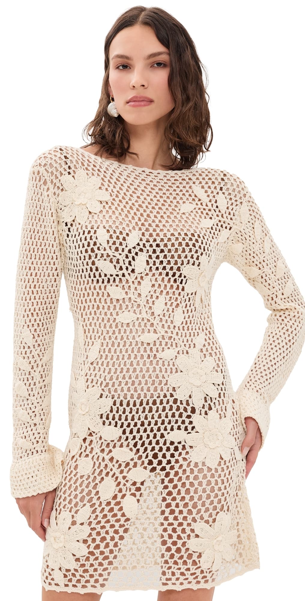 Agua Bendita Rosetta Handmade Crochet Mini Coverup Dress Multicolor