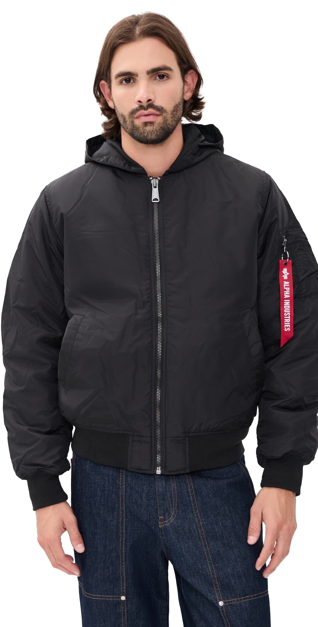 Alpha Industries Oxford Nylon Hooded Relaxed Fit Jacket Black