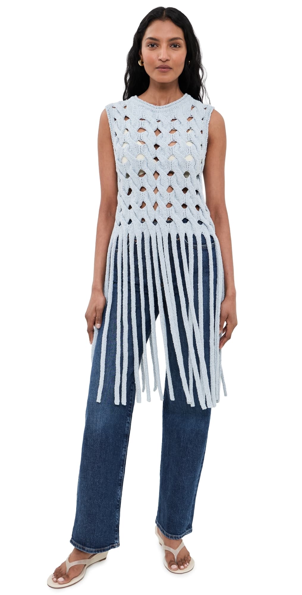 AKNVAS Kiki Fringe Top Light Blue