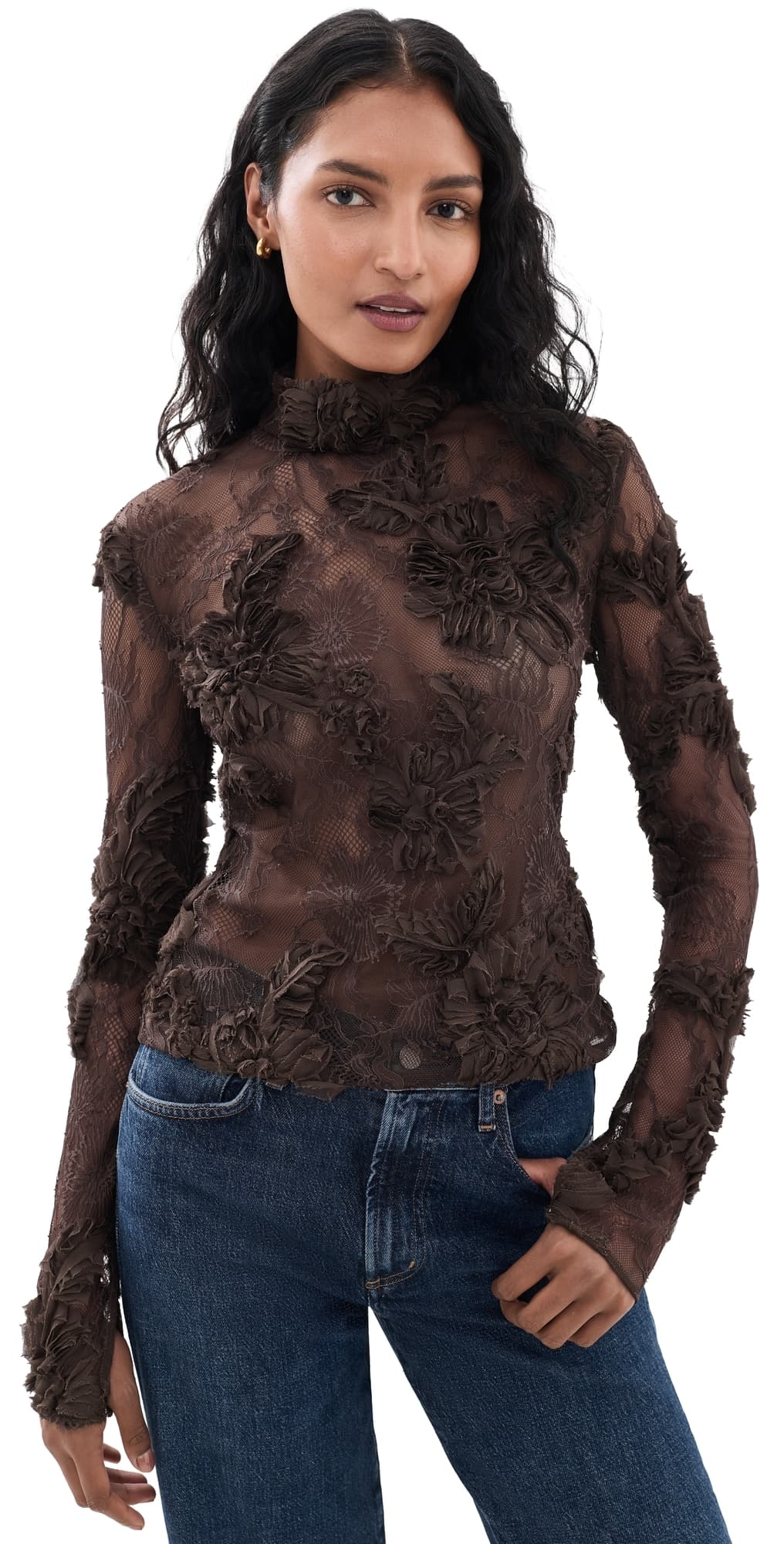 AKNVAS Freja Lace Top Brown