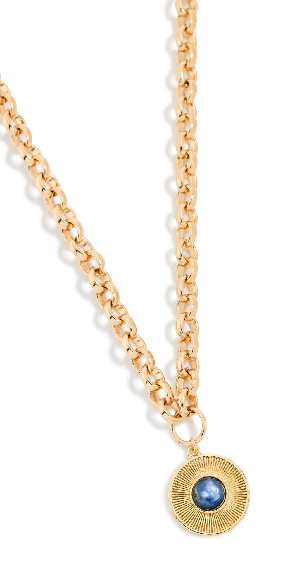 Alexa Leigh Blue Tiger Eye Sunburst Necklace Yellow Gold · One Size