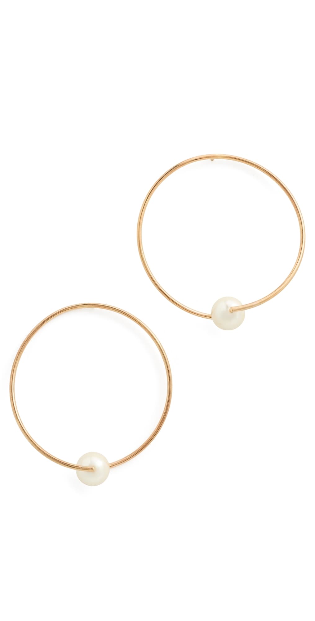 Alexa Leigh Large Pearl Circle Hoop Earrings Yellow Gold