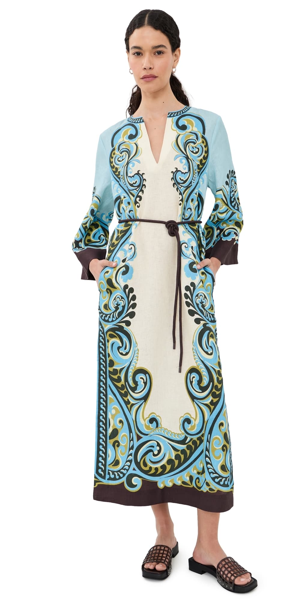 ALÉMAIS Natalia Linen Midi Dress Cream