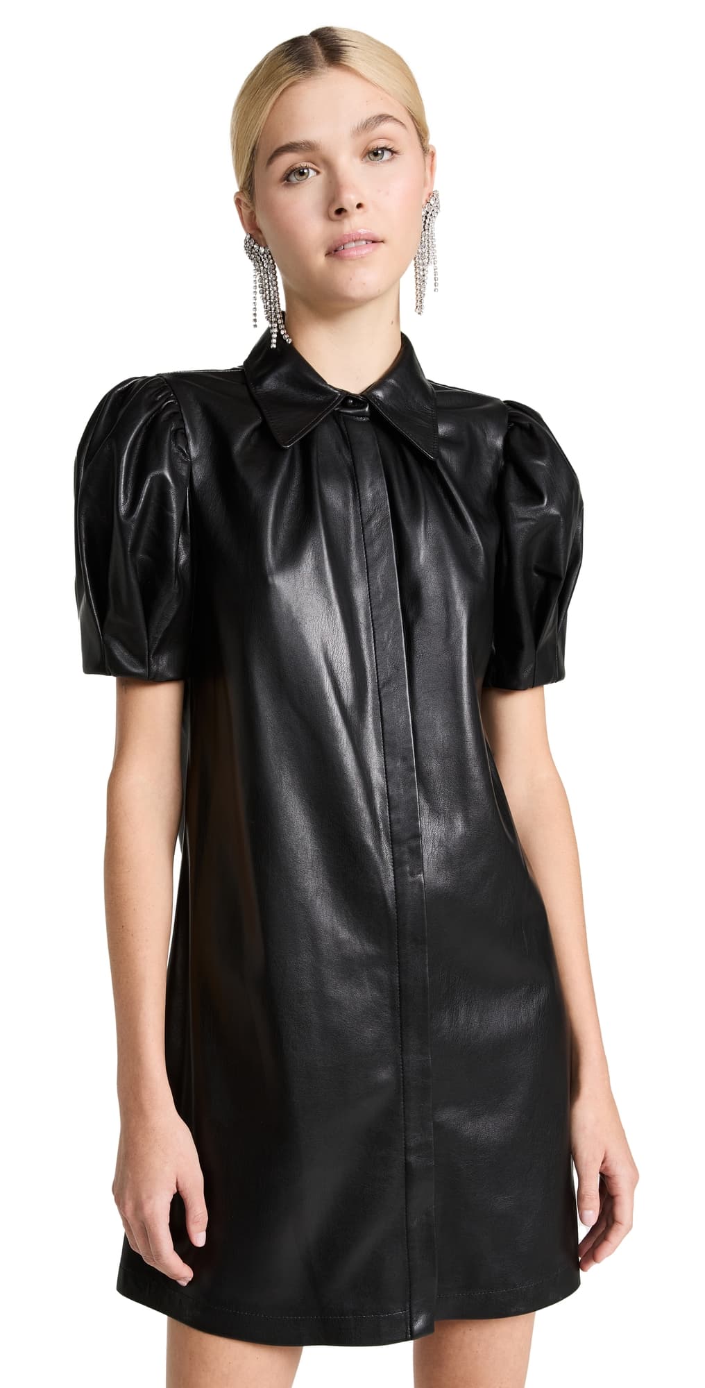 ALICE + OLIVIA Jem Vegan Leather Dress Black