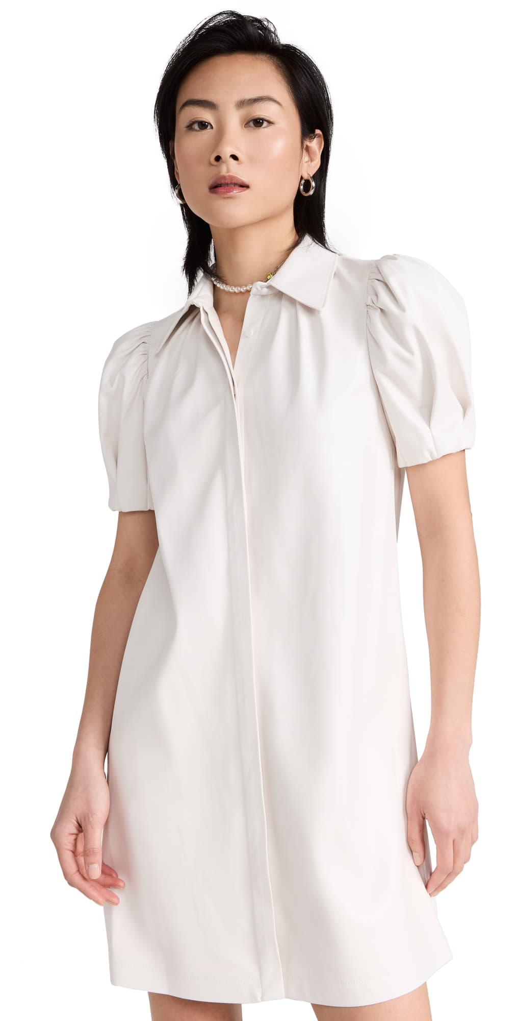 ALICE + OLIVIA Jem Vegan Leather Dress Off White