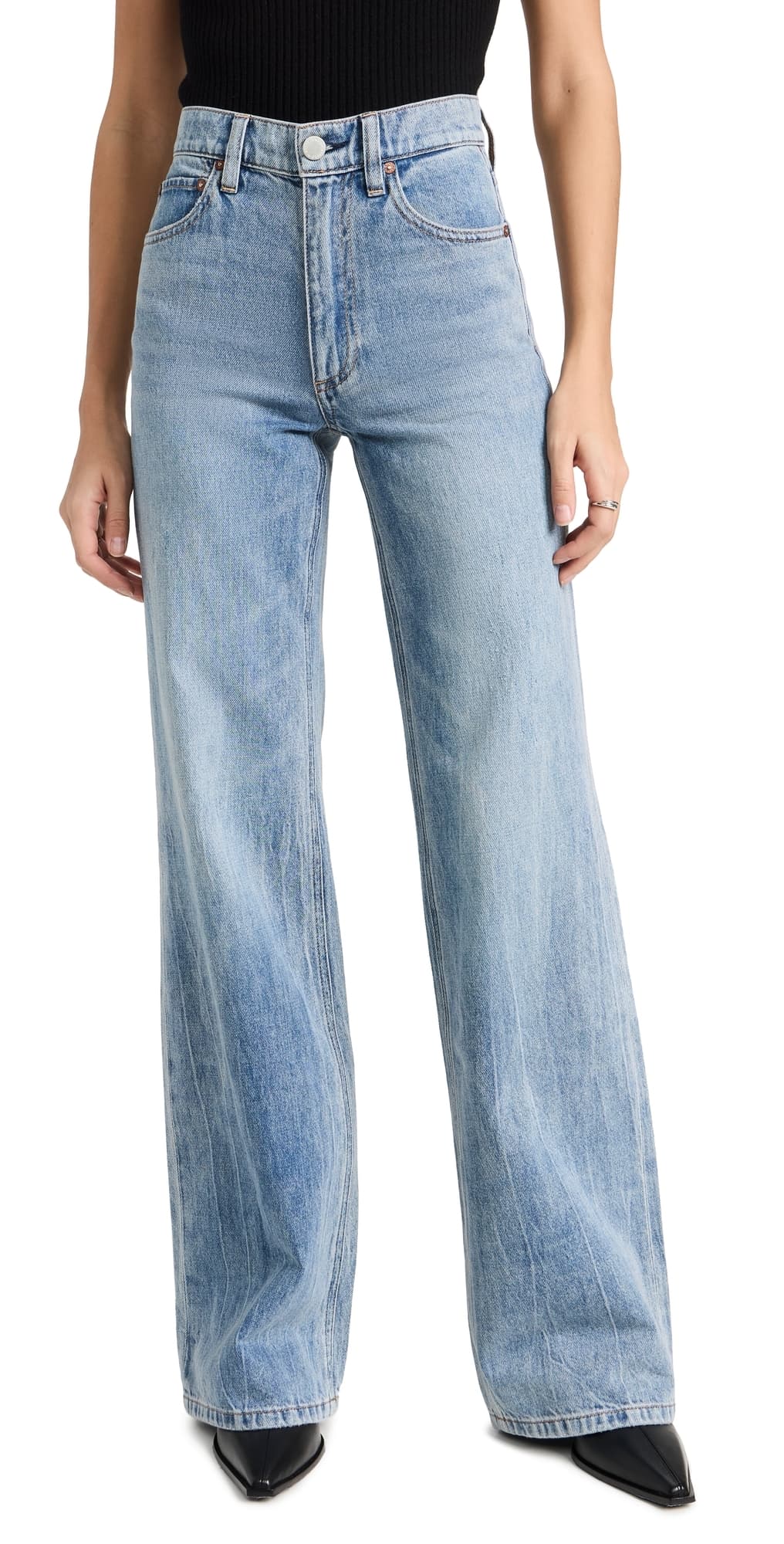 ALICE + OLIVIA Weezy Full Length Jeans Sadie Light Vintage Blue