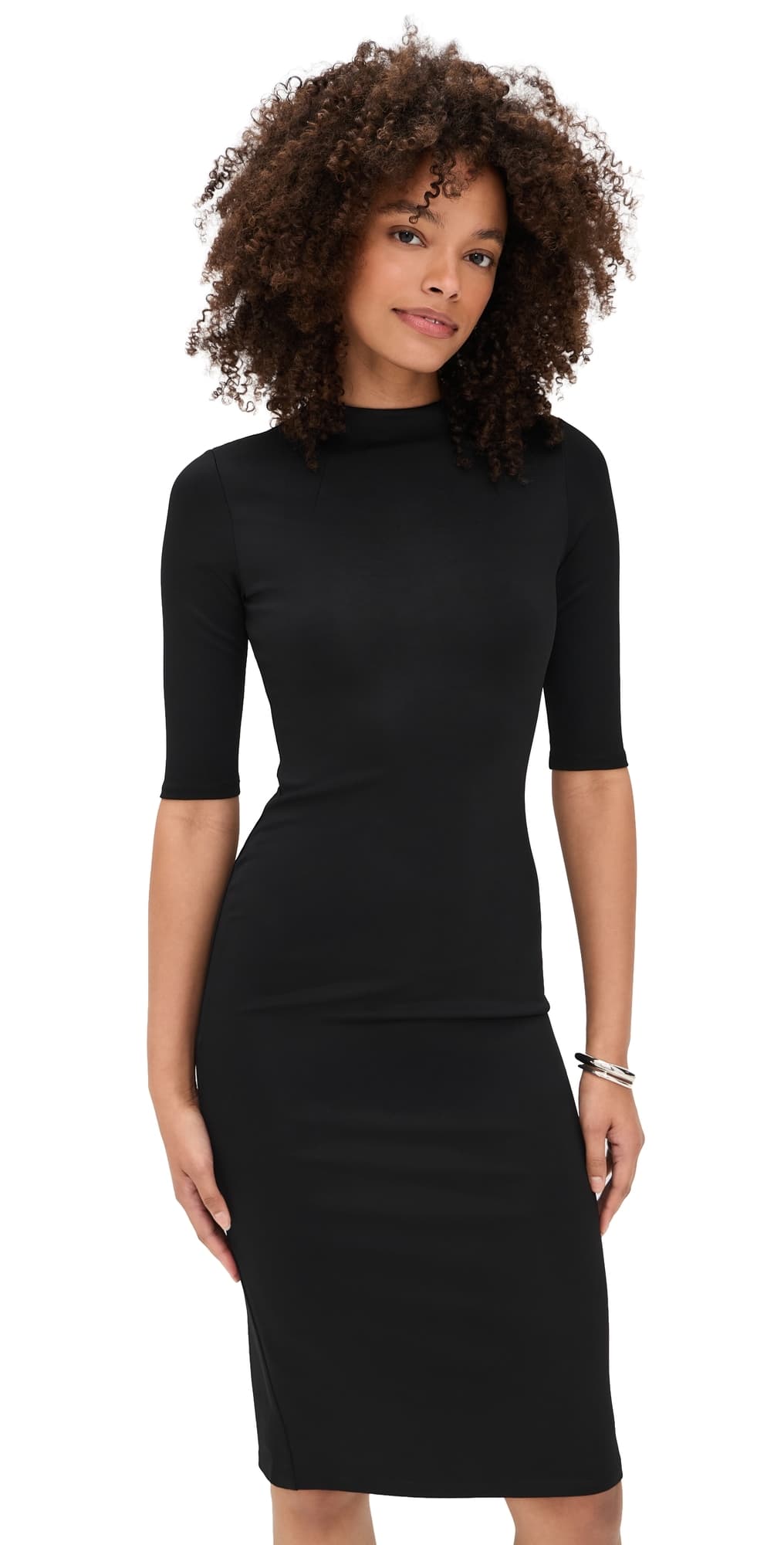 ALICE + OLIVIA Delora Fitted Mock Neck Dress Black