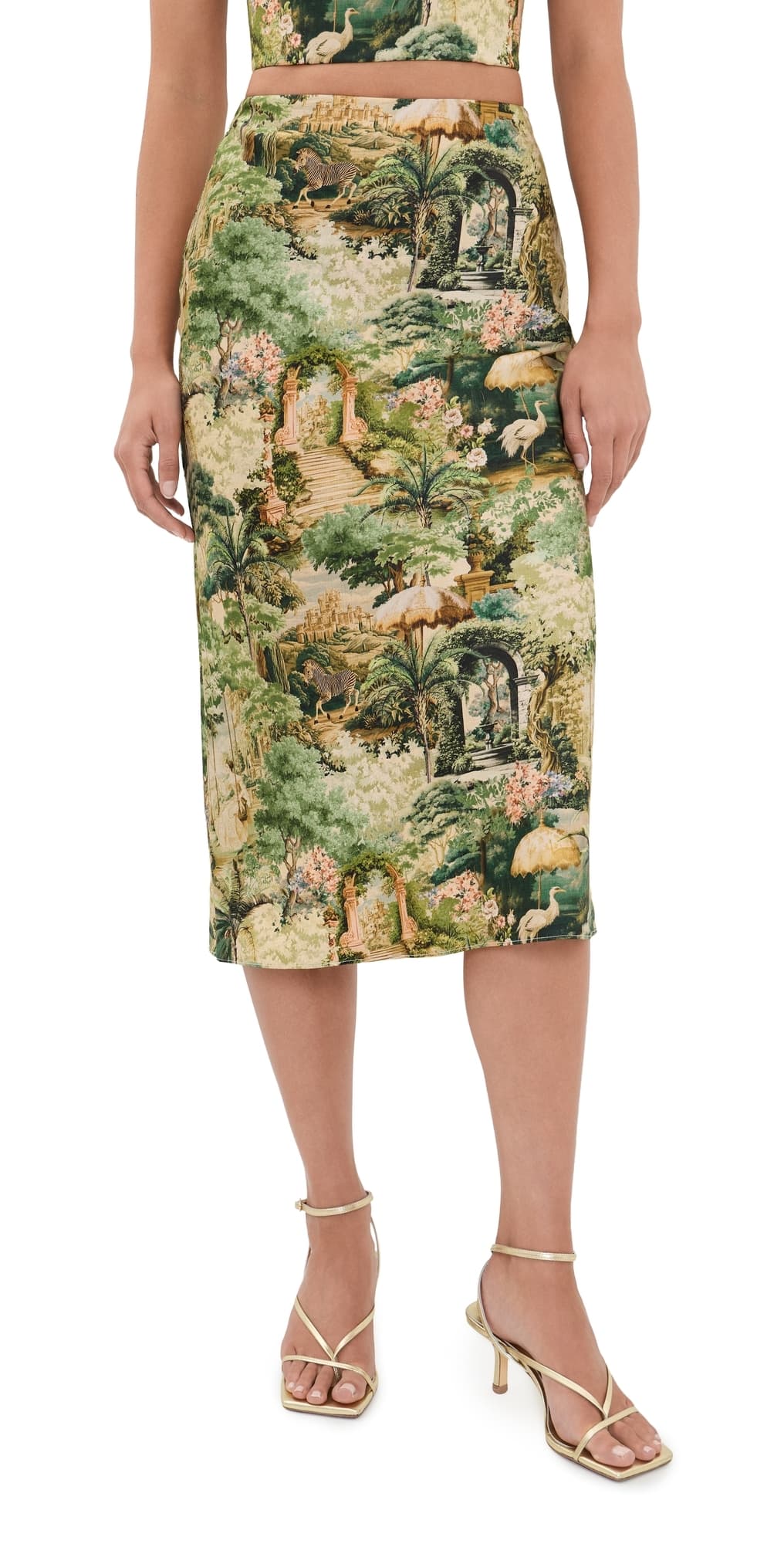 ALICE + OLIVIA Maeve Slip Skirt Terrain Lg