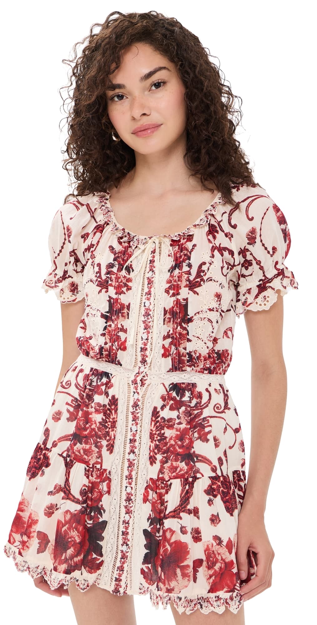 ALICE + OLIVIA Mclaine Button Down Tiered Mini Dress Orchard Glow