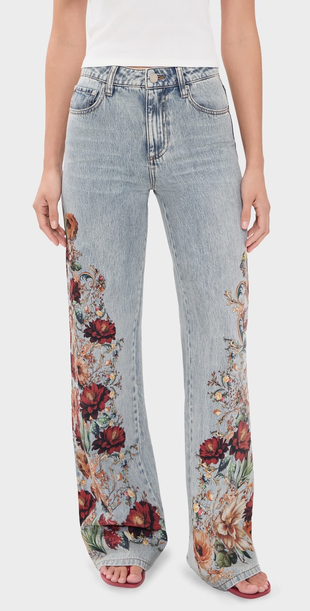 ALICE + OLIVIA Chic Floral Jeans Rockstar Blue/Floral Radiance