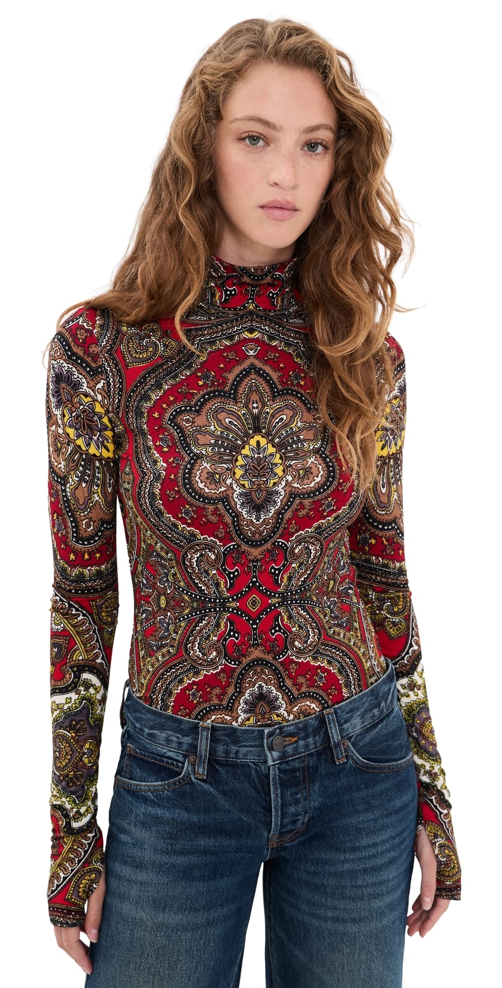 ALICE + OLIVIA Delaina Top bon voyage hibiscus multi