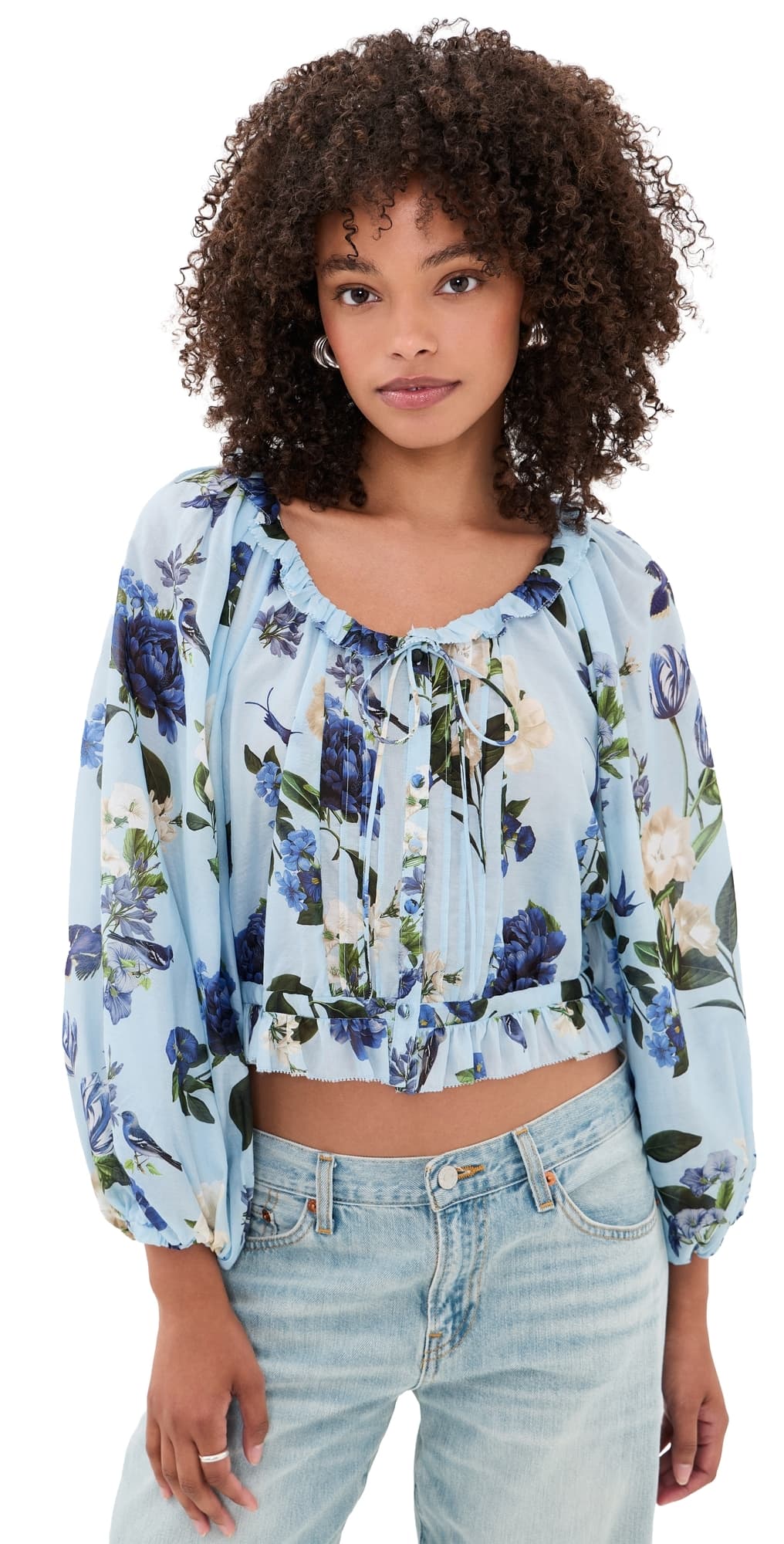 ALICE + OLIVIA Mclaine Cropped Blouse Fly Away