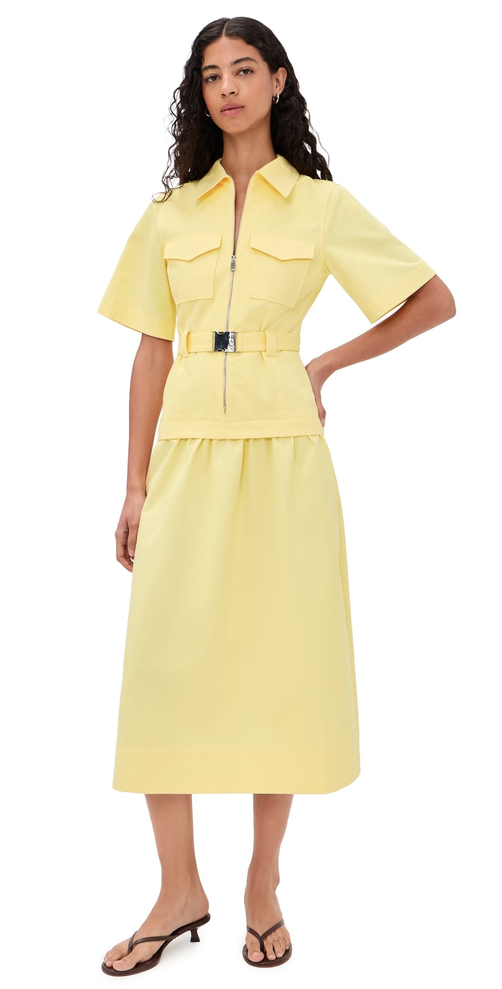 ALIGNE Pearl Belted Dress Butter Yellow