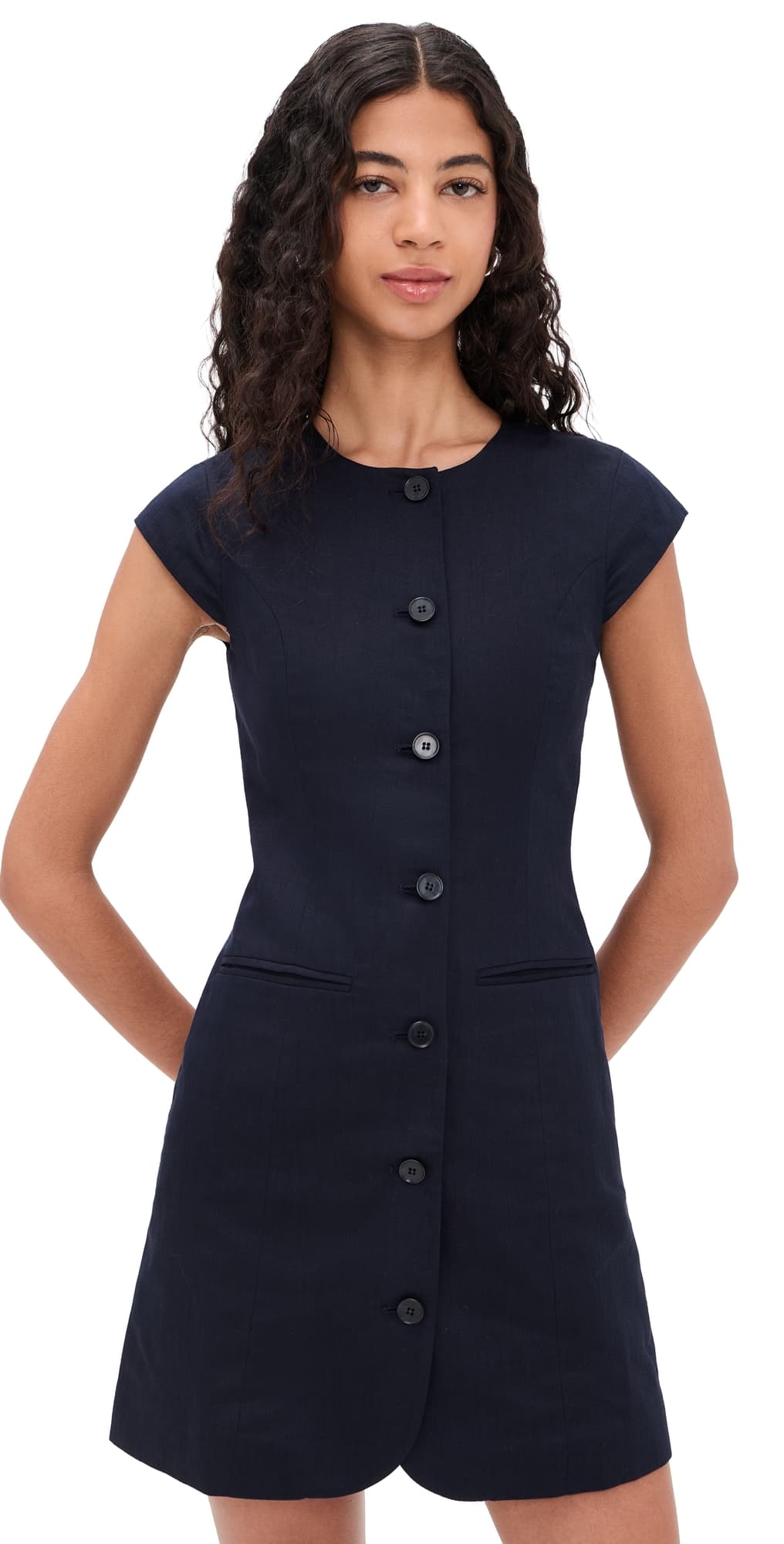 ALIGNE Jennie Linen Mix Dress Navy