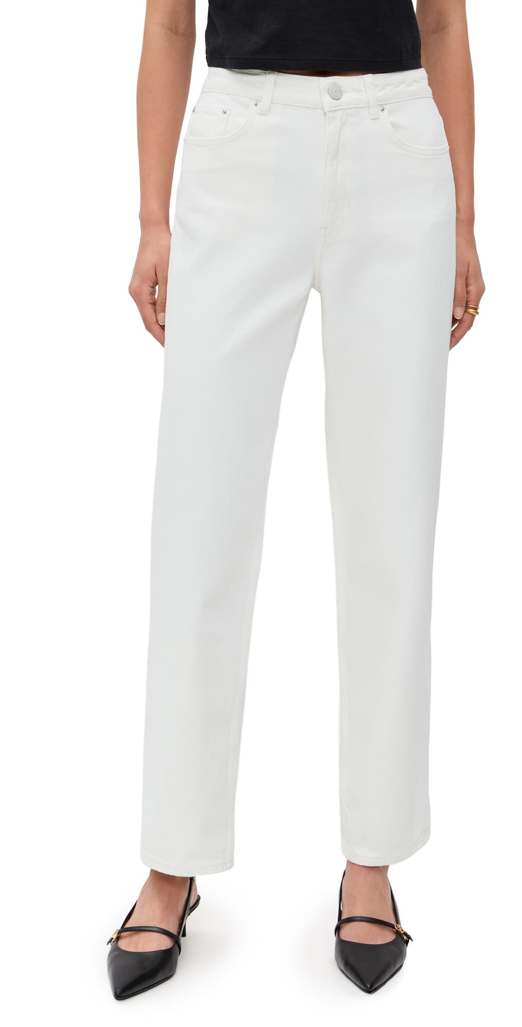 ALIGNE High Rise Straight Leg Jeans Ecru