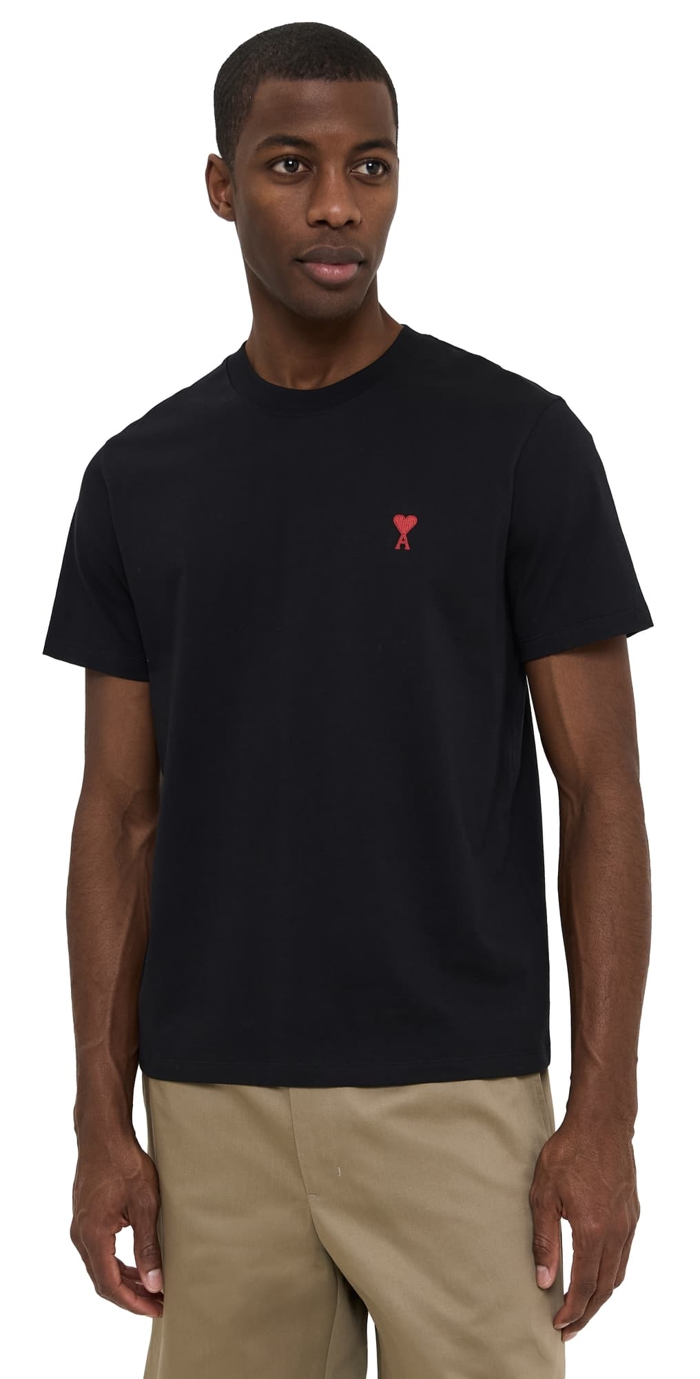 AMI ADC Classic Fit Red Logo Tee Black
