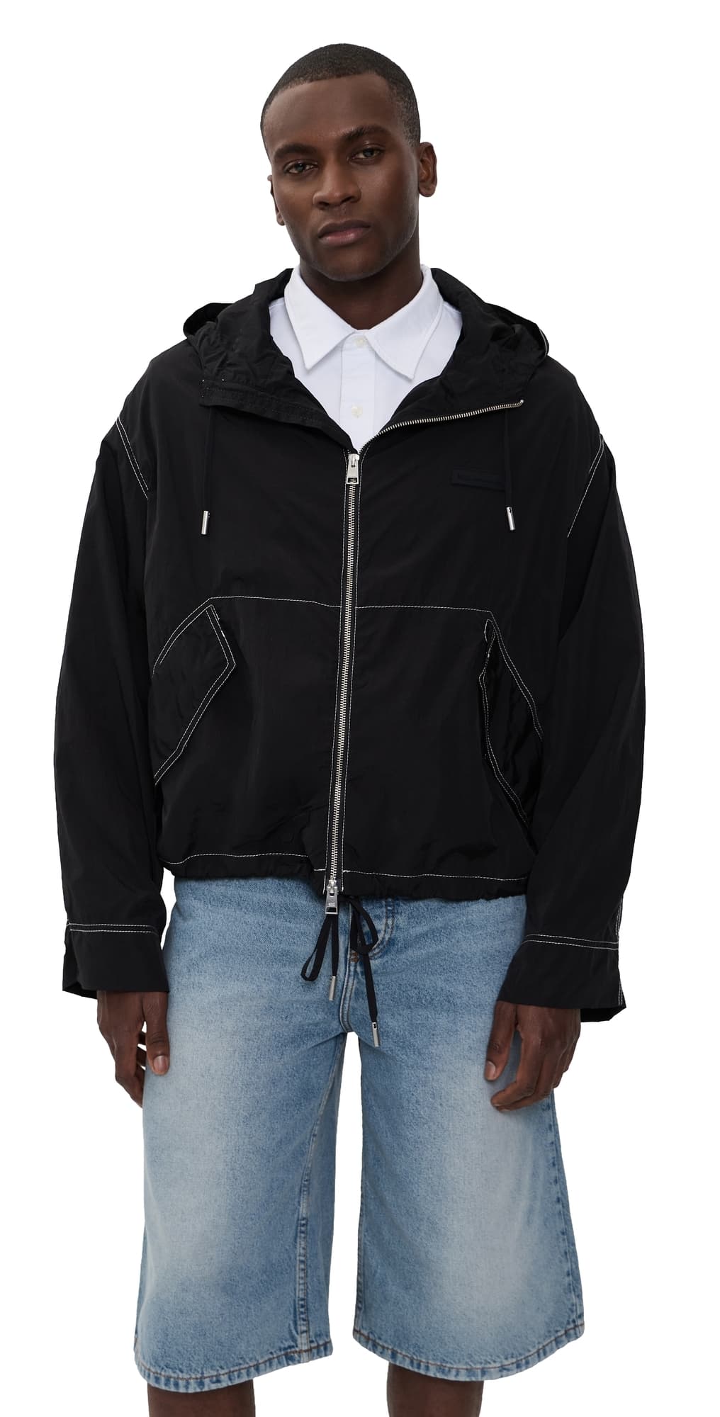 AMI Crinkled Nylon Jacket Noir
