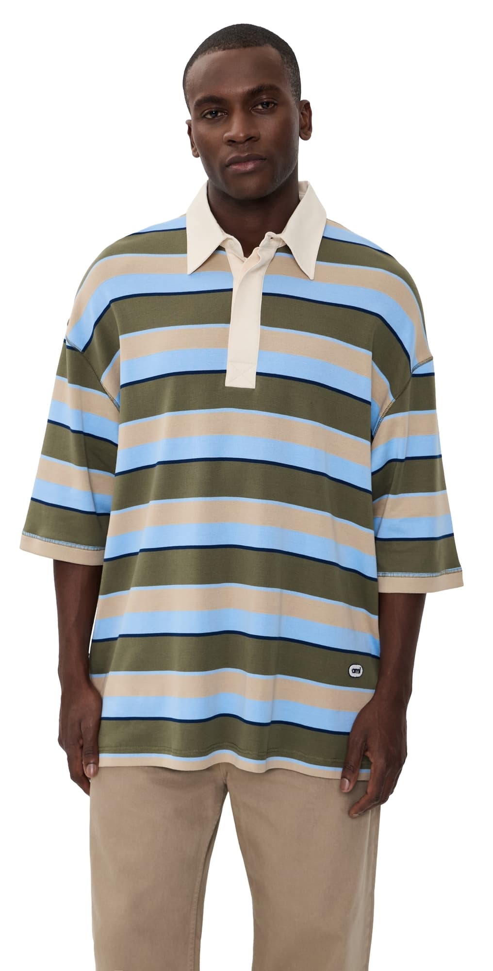AMI Oversized Jersey Polo Bleucach/Khaki/Taupe/Encre