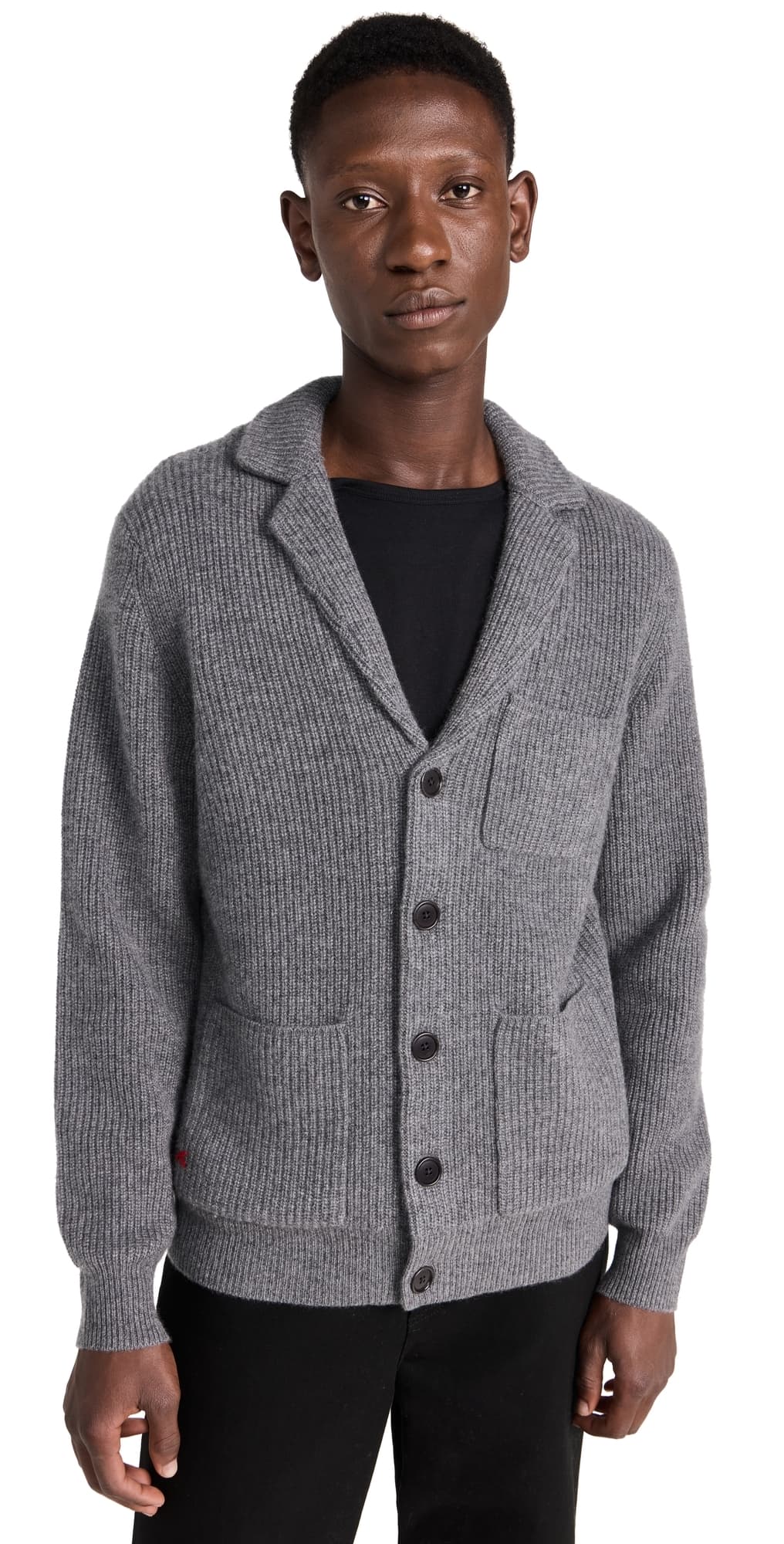 Alex Mill Ribbed Cardigan in Cashmere Heather Pewter