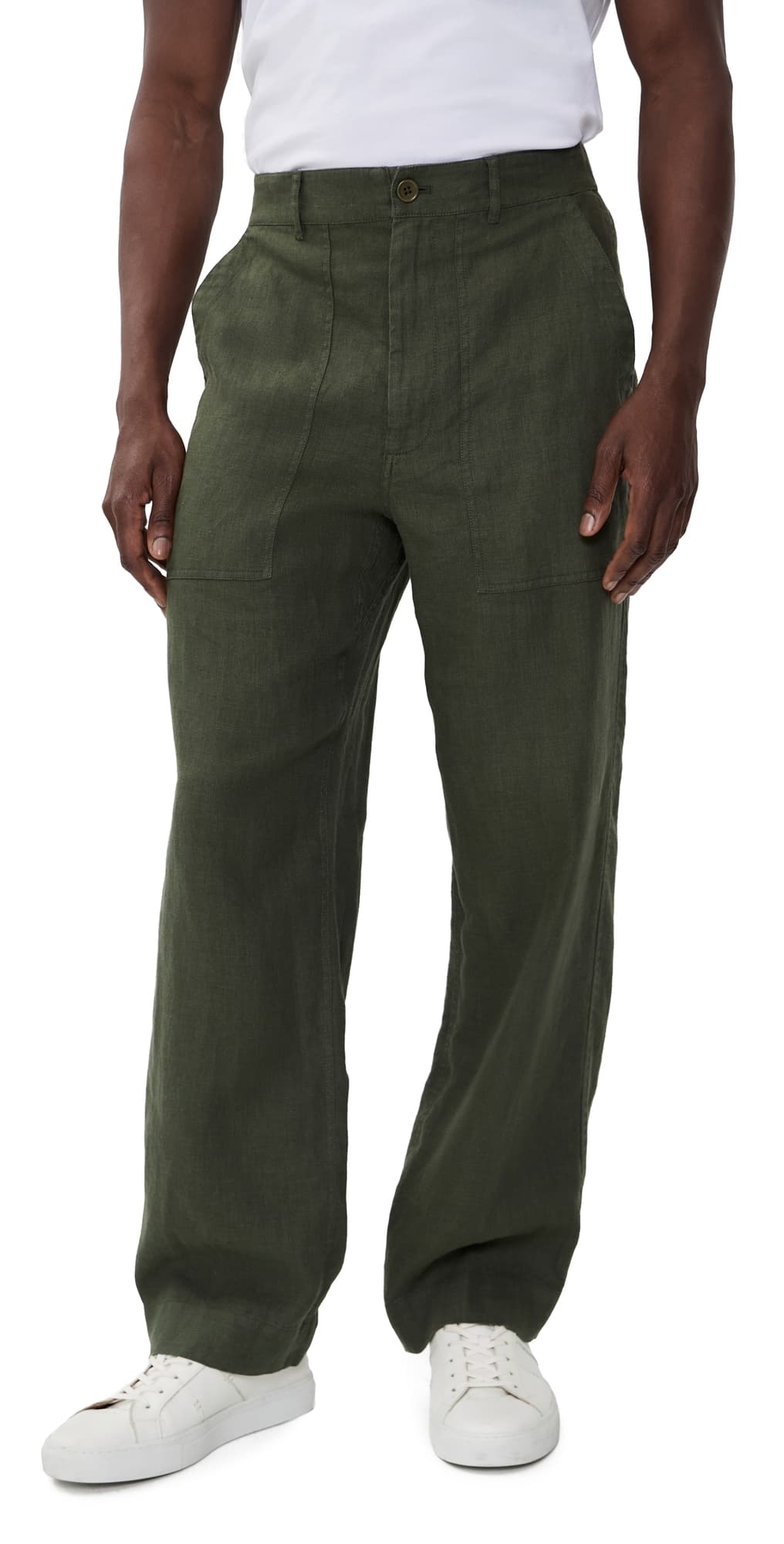 Alex Mill Garment Dyed Field Pants In Linen Dark Olive Green