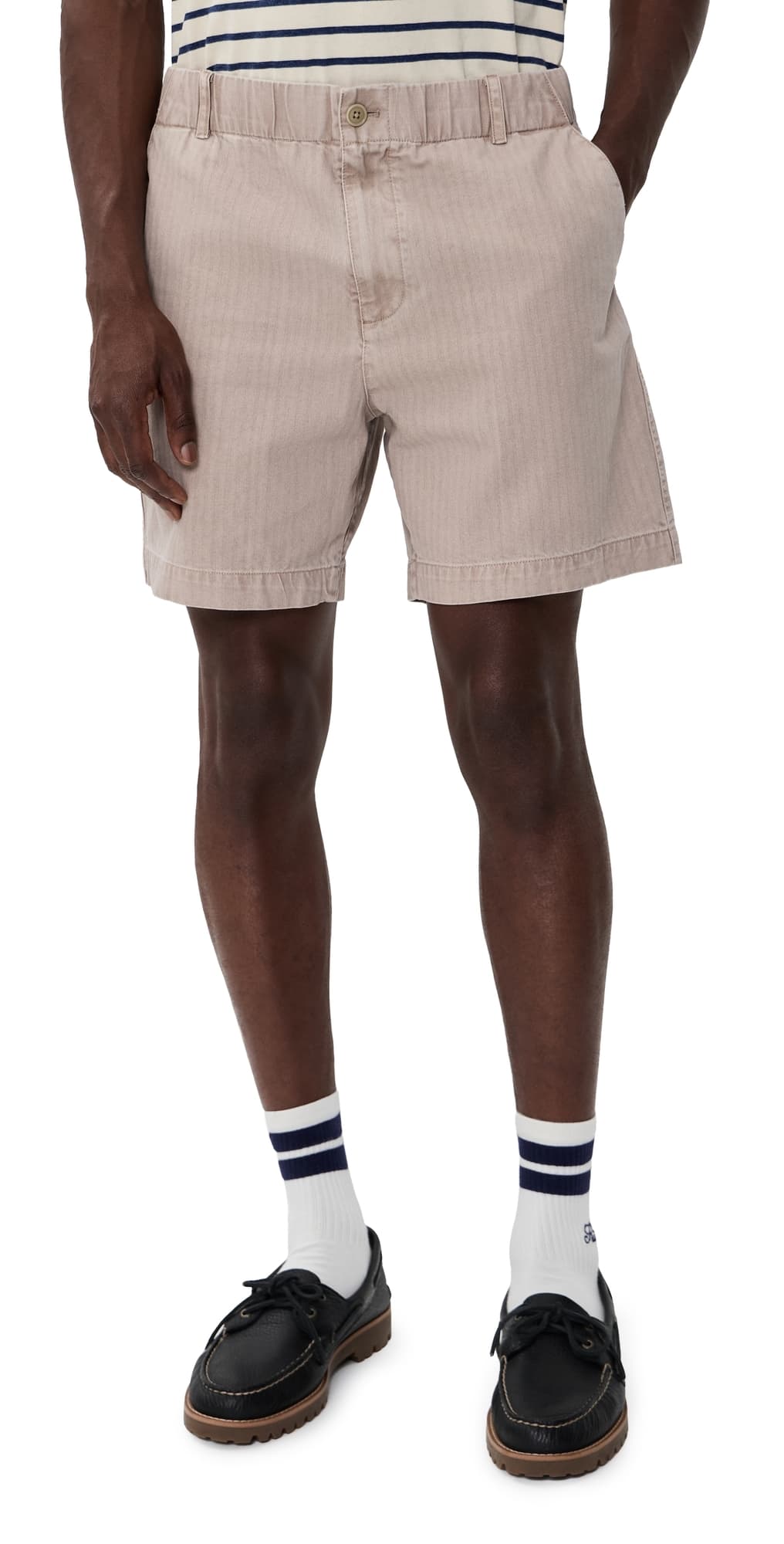 Alex Mill Pull On Shorts In Cotton Herringbone 7 Faded Grey