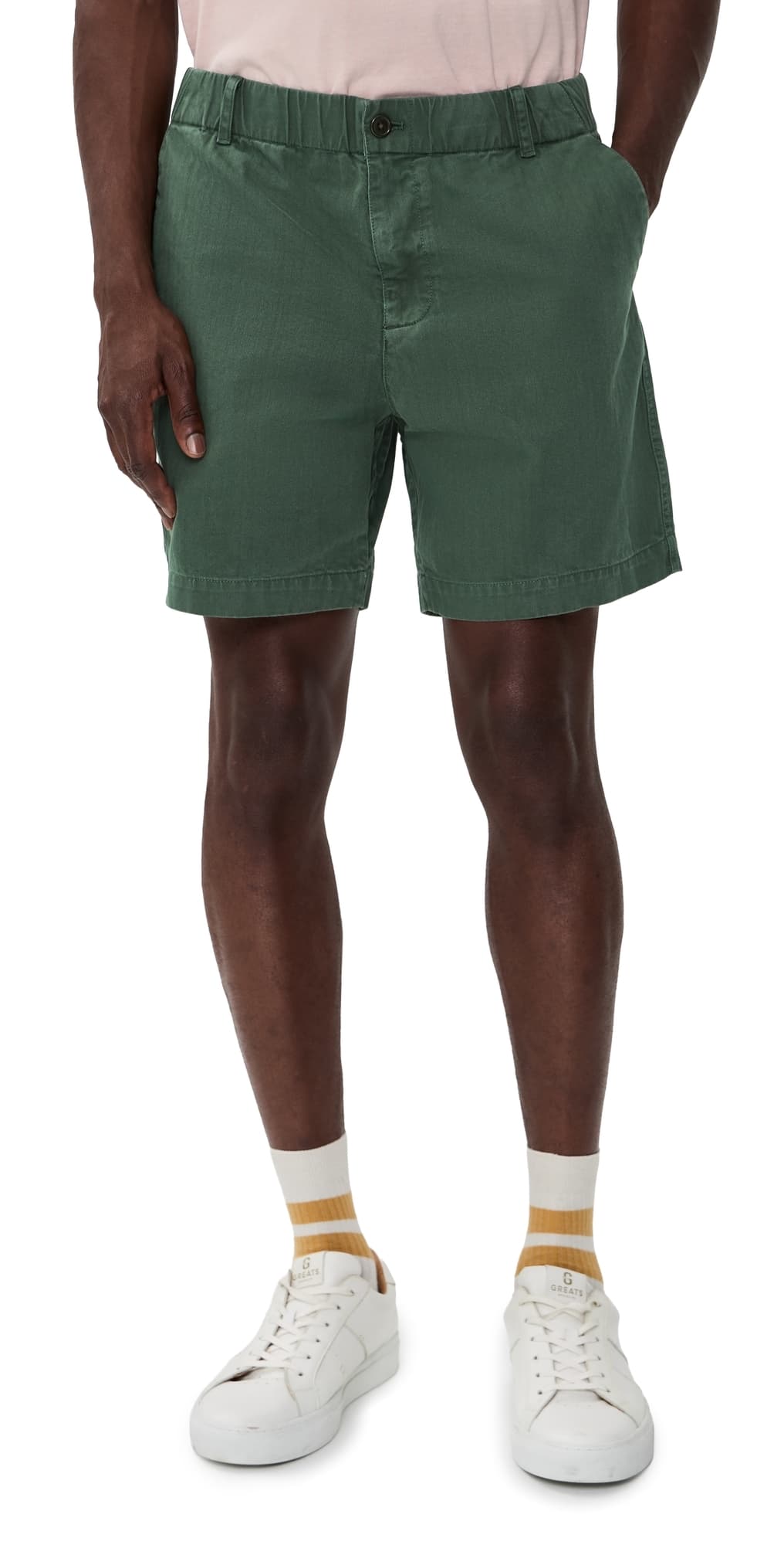 Alex Mill Pull On Shorts In Cotton Herringbone 7 Faded Cypress