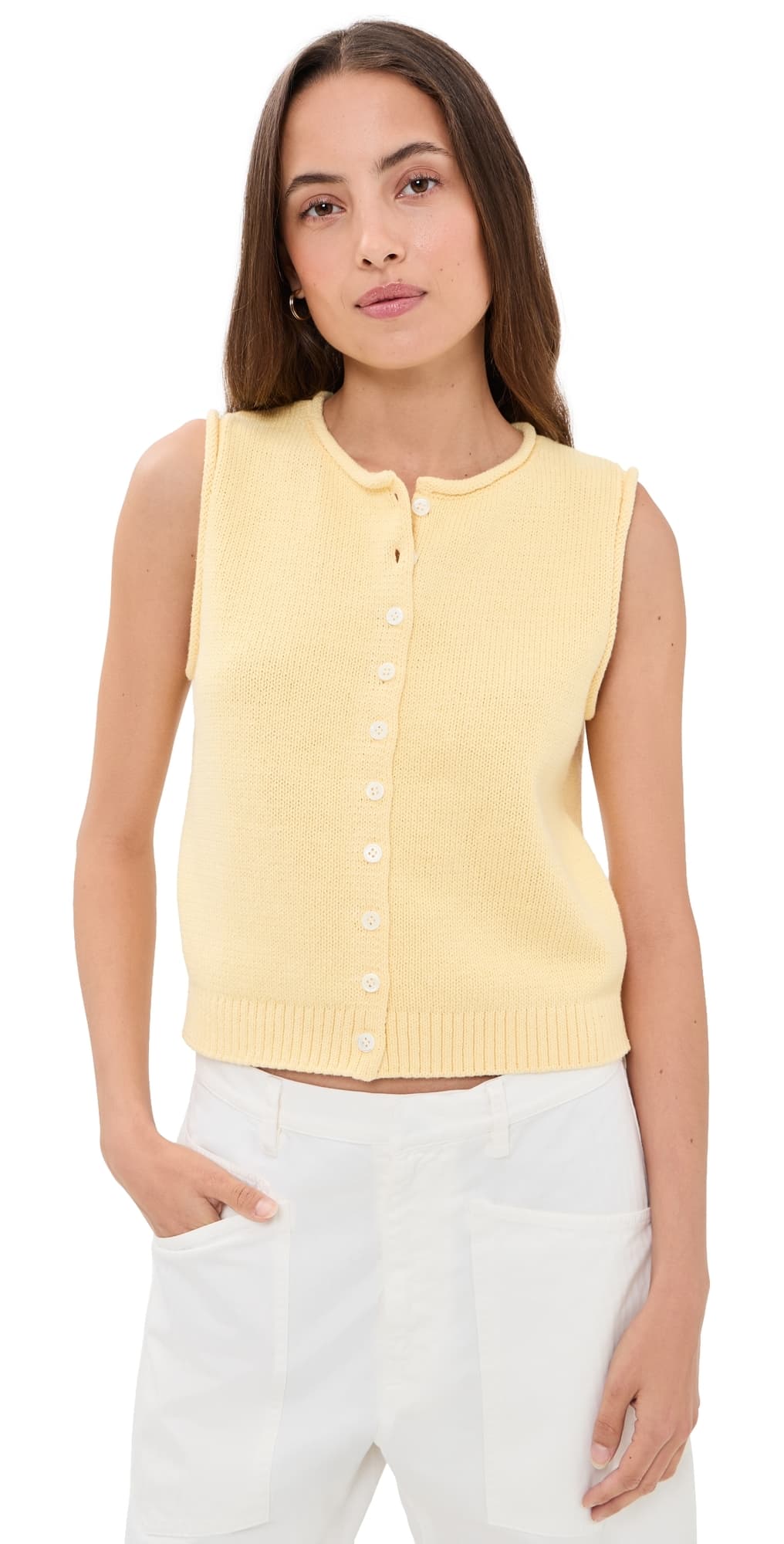 Alex Mill Taylor Cotton Sweater Vest Double Cream