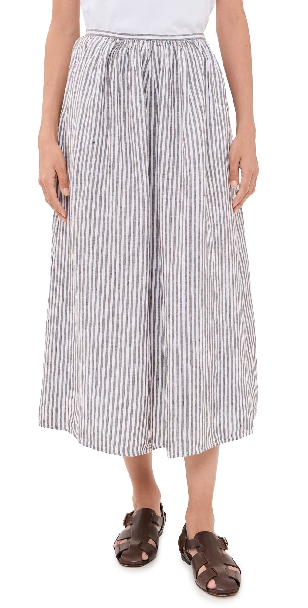 Alex Mill Charlie Linen Skirt Espresso/Ivory