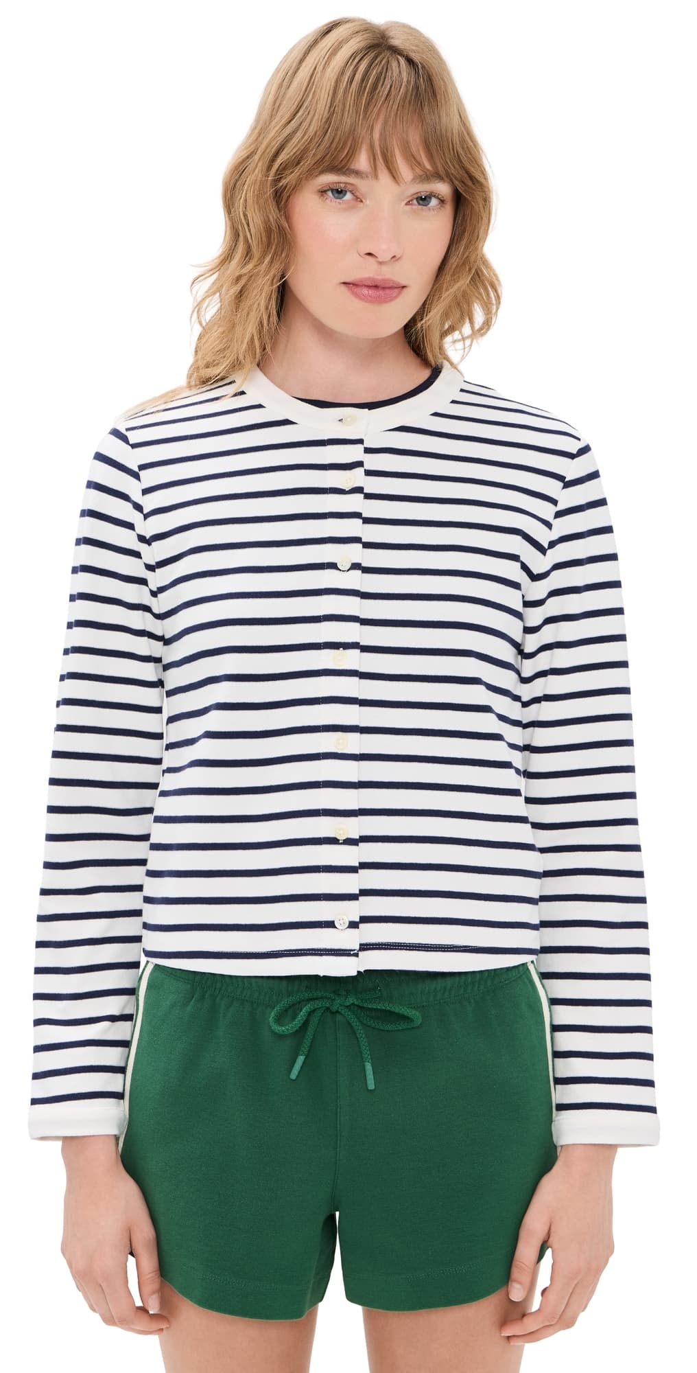 Alex Mill Coco Sport Cadigan In Stripe Ivory/Navy