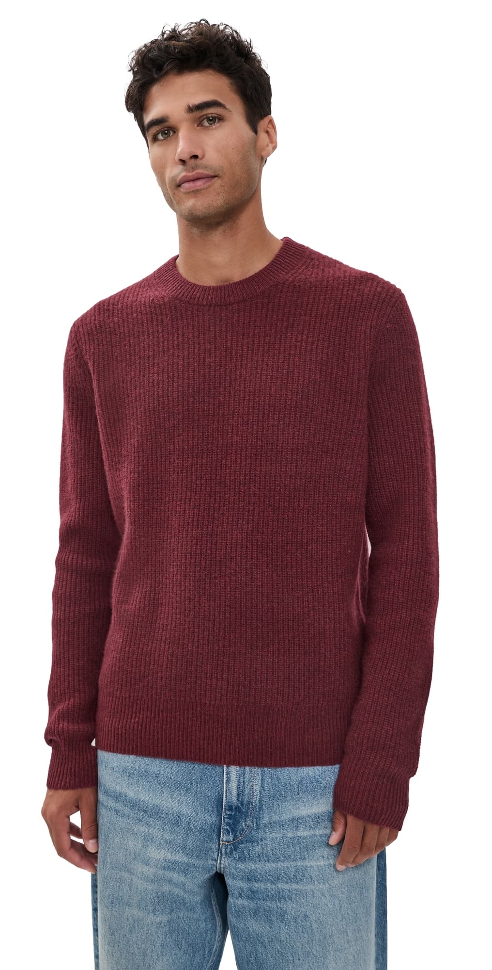 Alex Mill Washed Cashmere Jordan Sweater Heather Burgundy