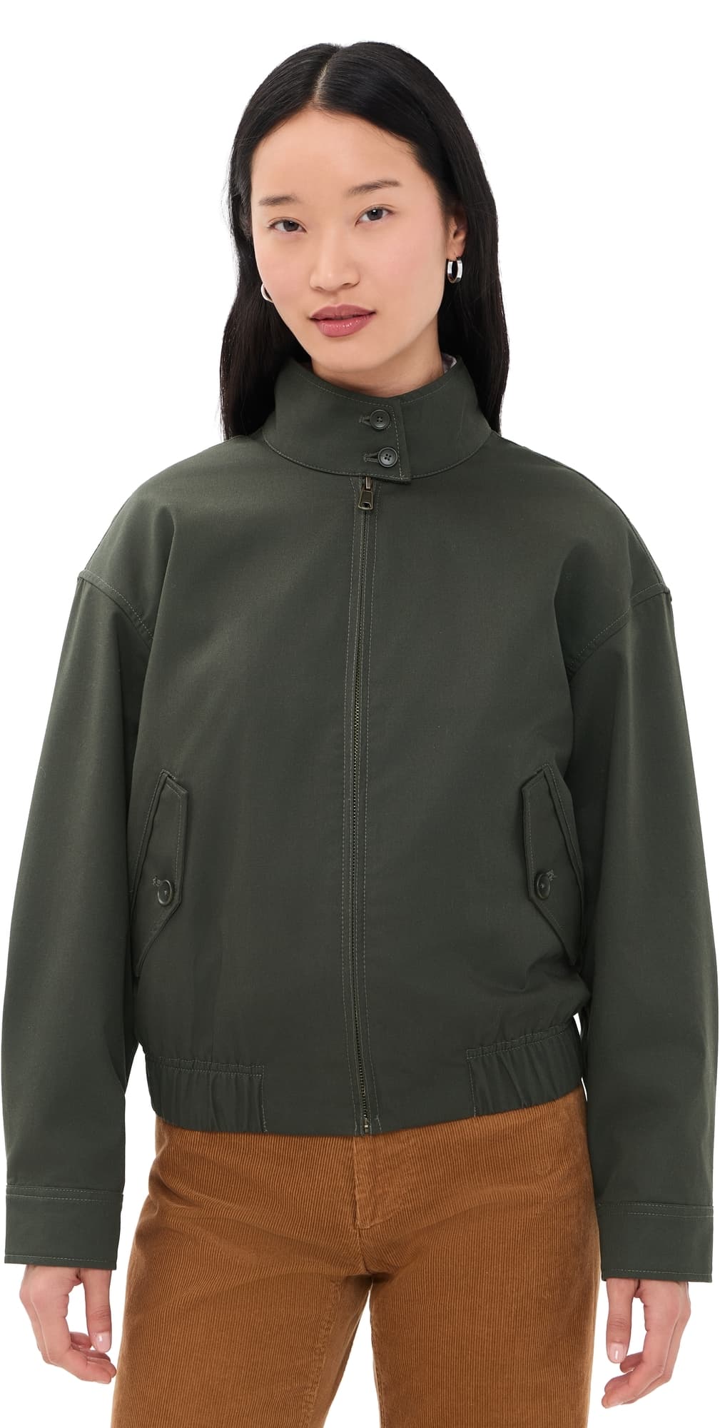 Alex Mill Cropped Zip Jacket In Twill Gabardine Autumn Green