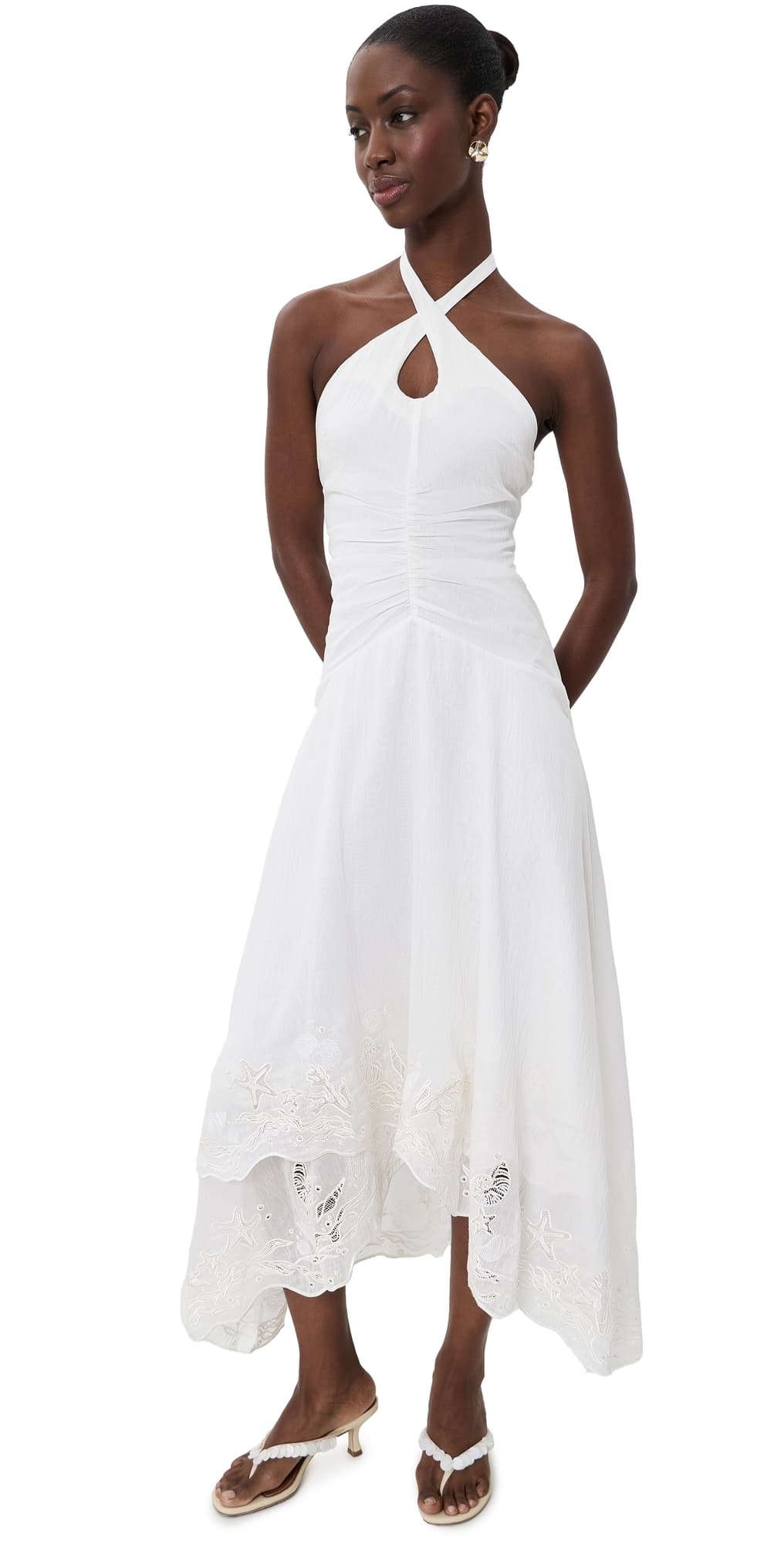 AMUR Romee Embroidered Maxi Dress Seed Pearl