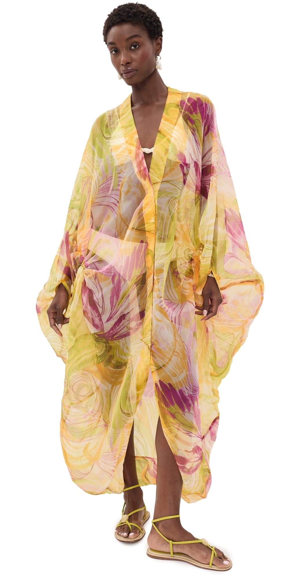 Andrea Iyamah Labu Organza Coverup Robe Vibra Print · One Size