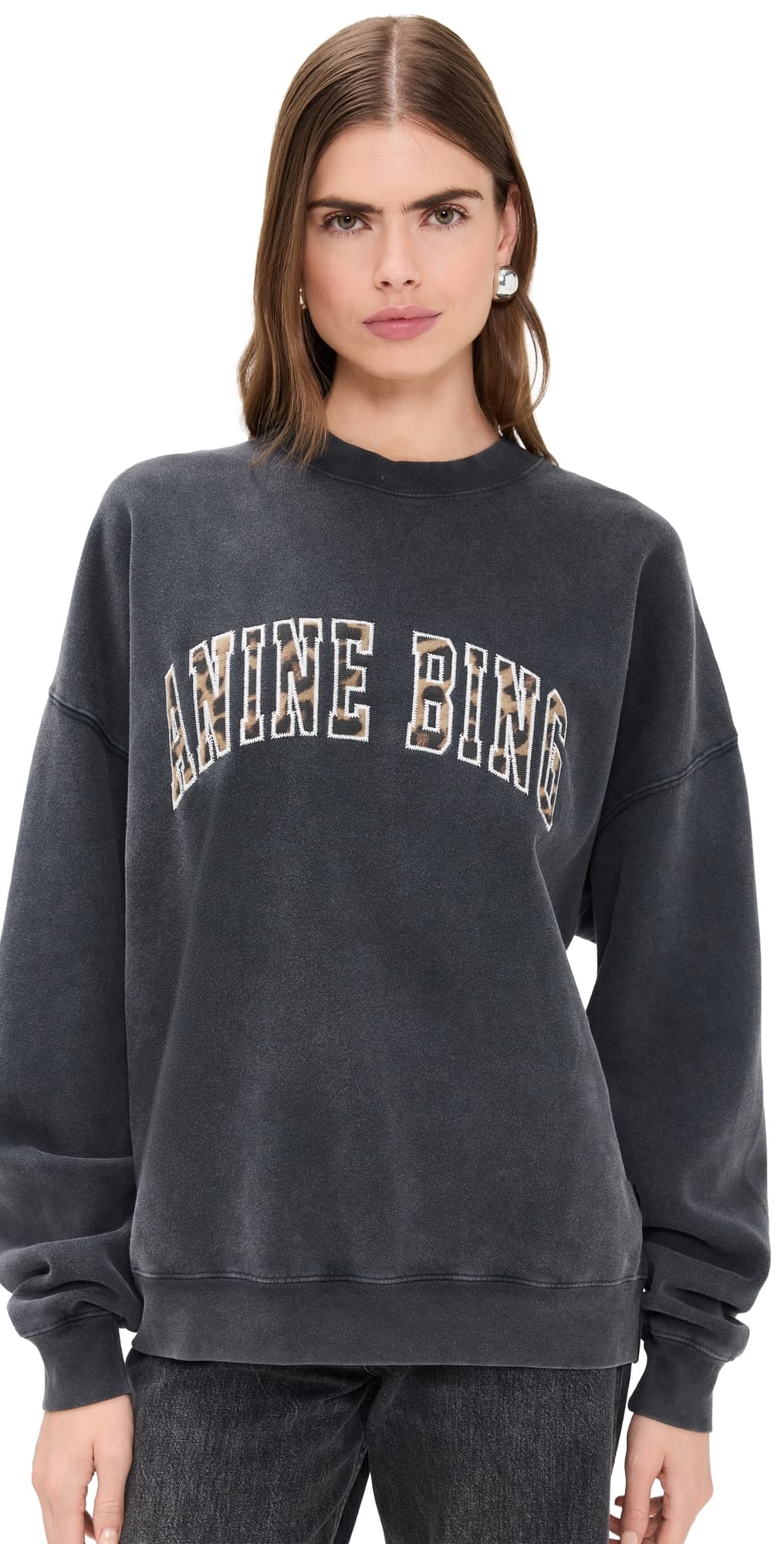 ANINE BING Miles Anine Bing Leopard Sweatshirt Washed Black