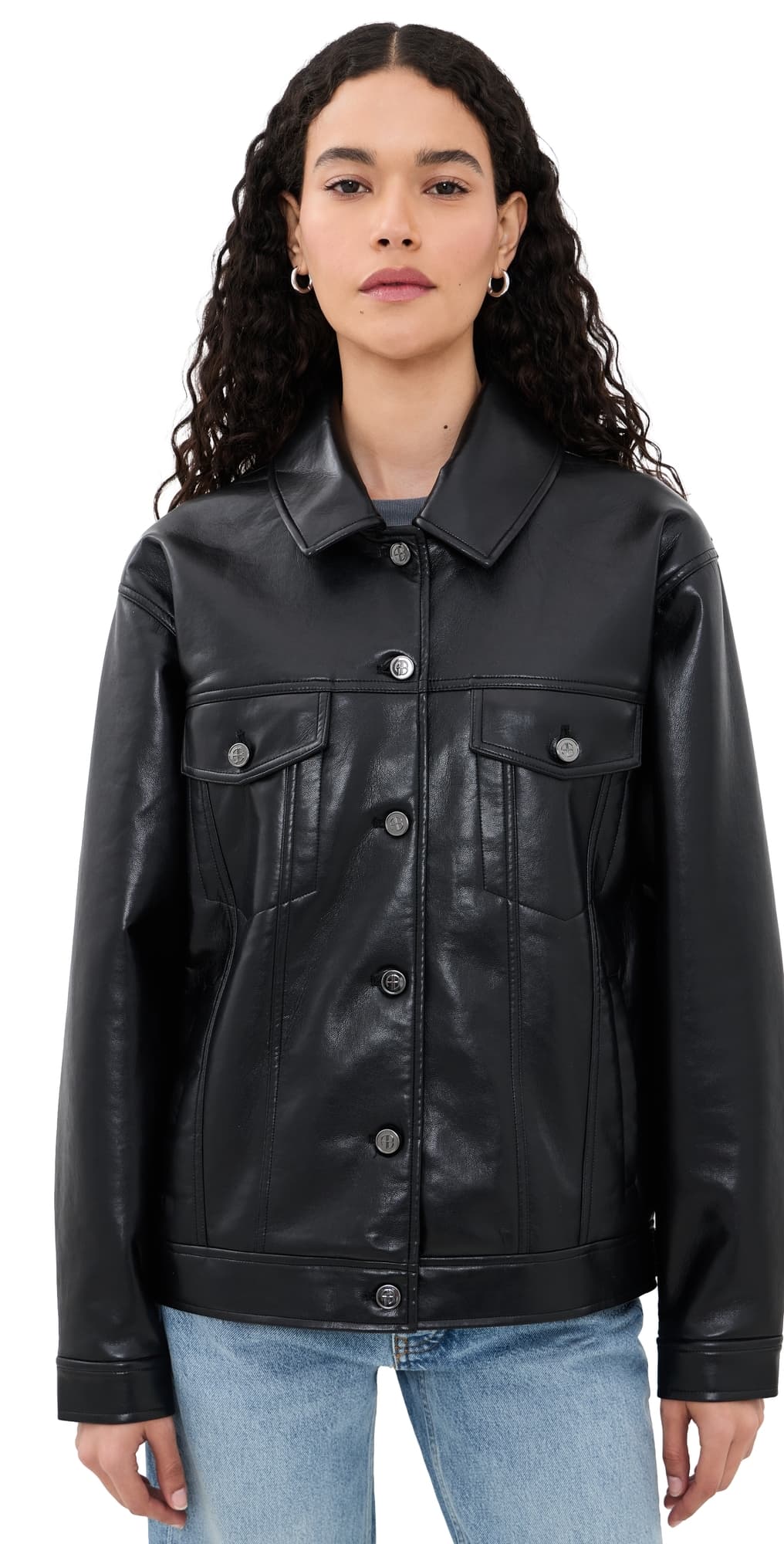 ANINE BING Rory Jacket in Black Recycled Leather Black Recycled Leather