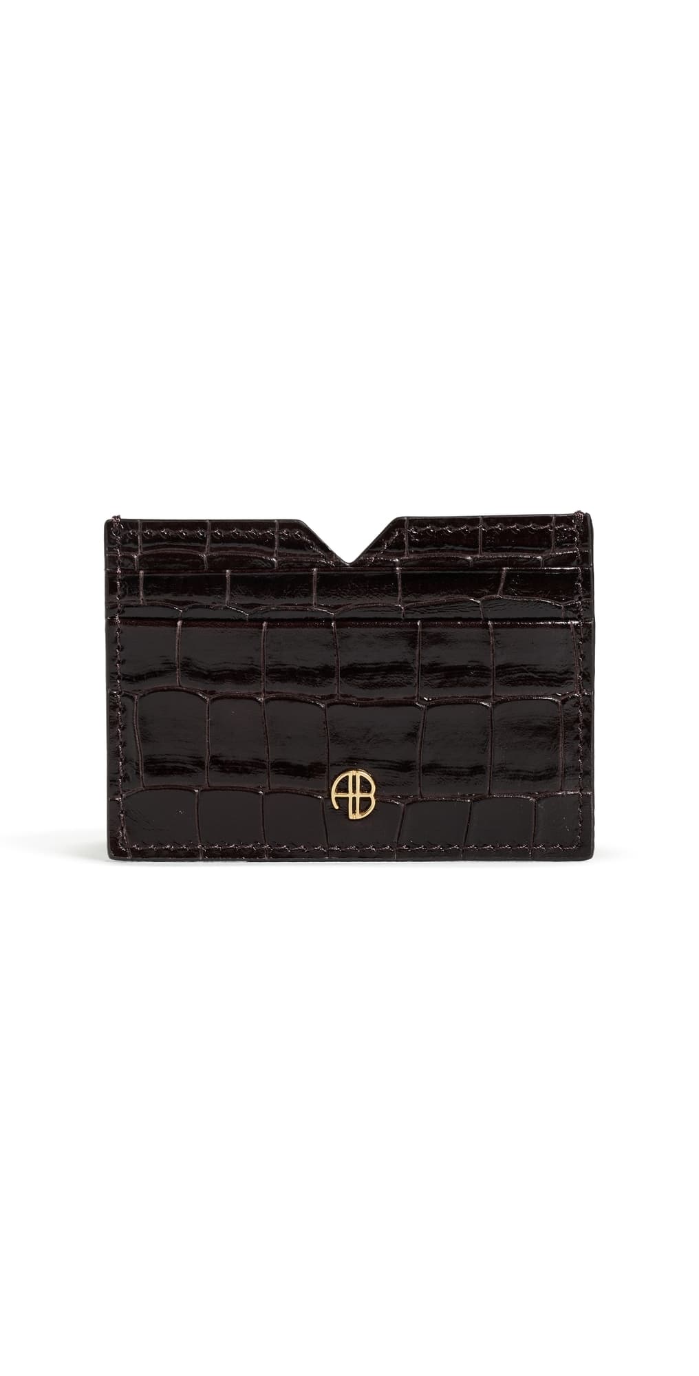 ANINE BING Calli Embossed Card Holder Dark Brown