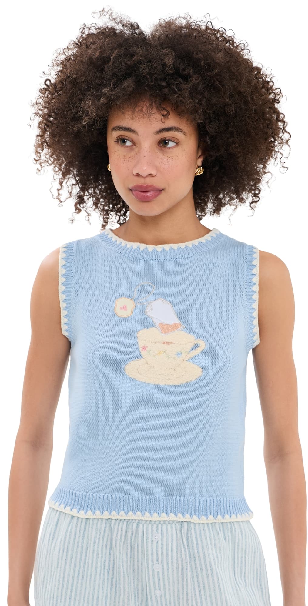 Another Girl Teacup Knitted Tank Blue