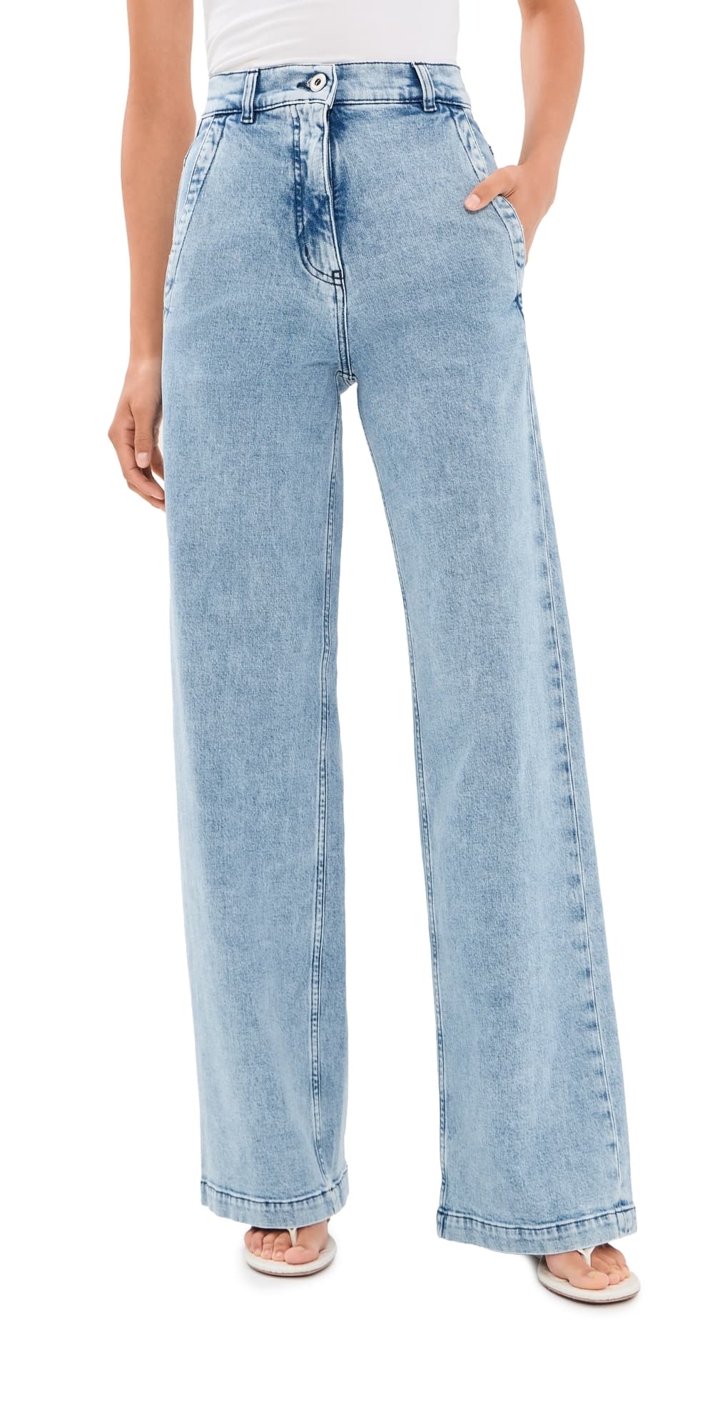 Another Tomorrow Carpenter Denim Jeans Light Blue Wash