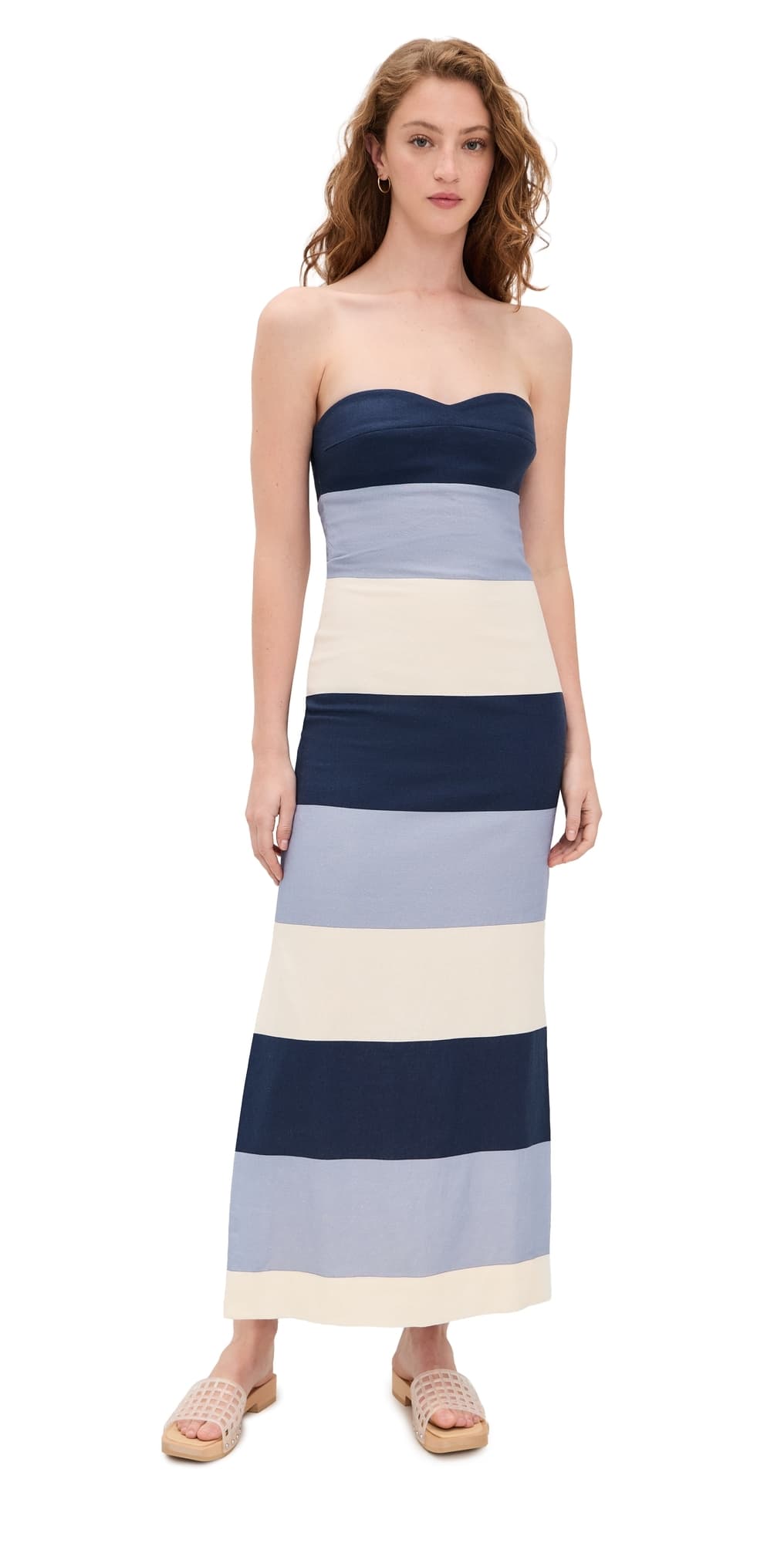 Andres Otalora Sono Veri Dress Maxi Blue Stripes